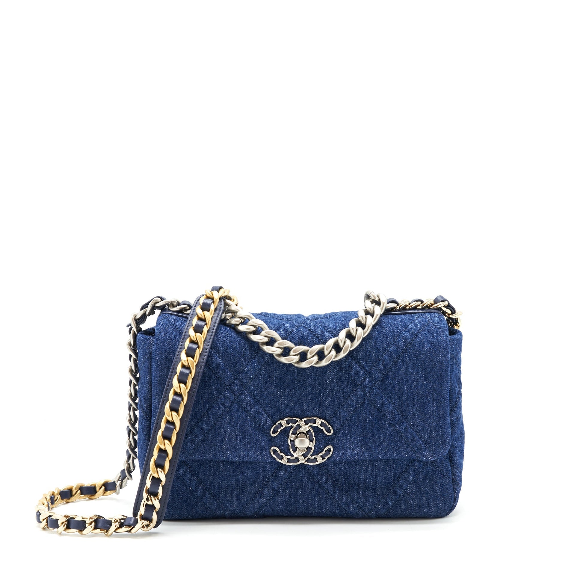 Chanel 22P Denim 19 Dark Blue Small Handbag