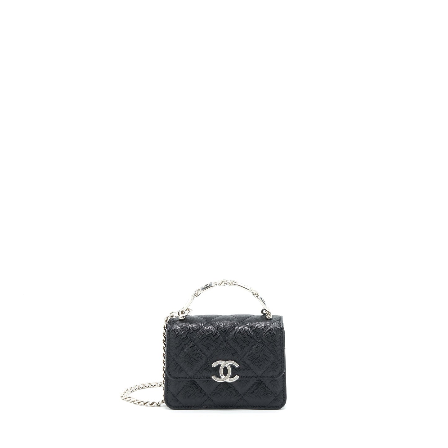 Chanel 22S Giant Top Handle Flap Caviar Black Shoulder Bag
