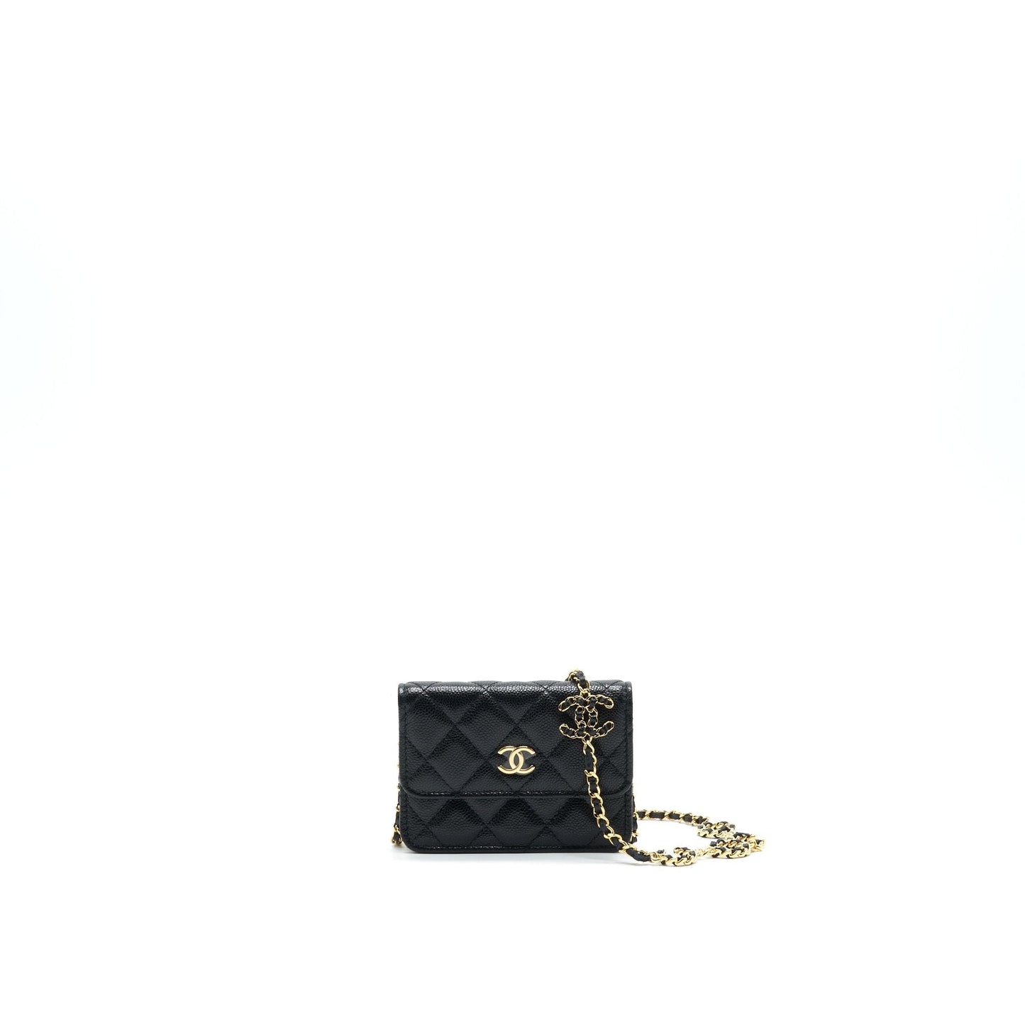 Chanel 21A Flap Card Holder GHW Black Wallet Case