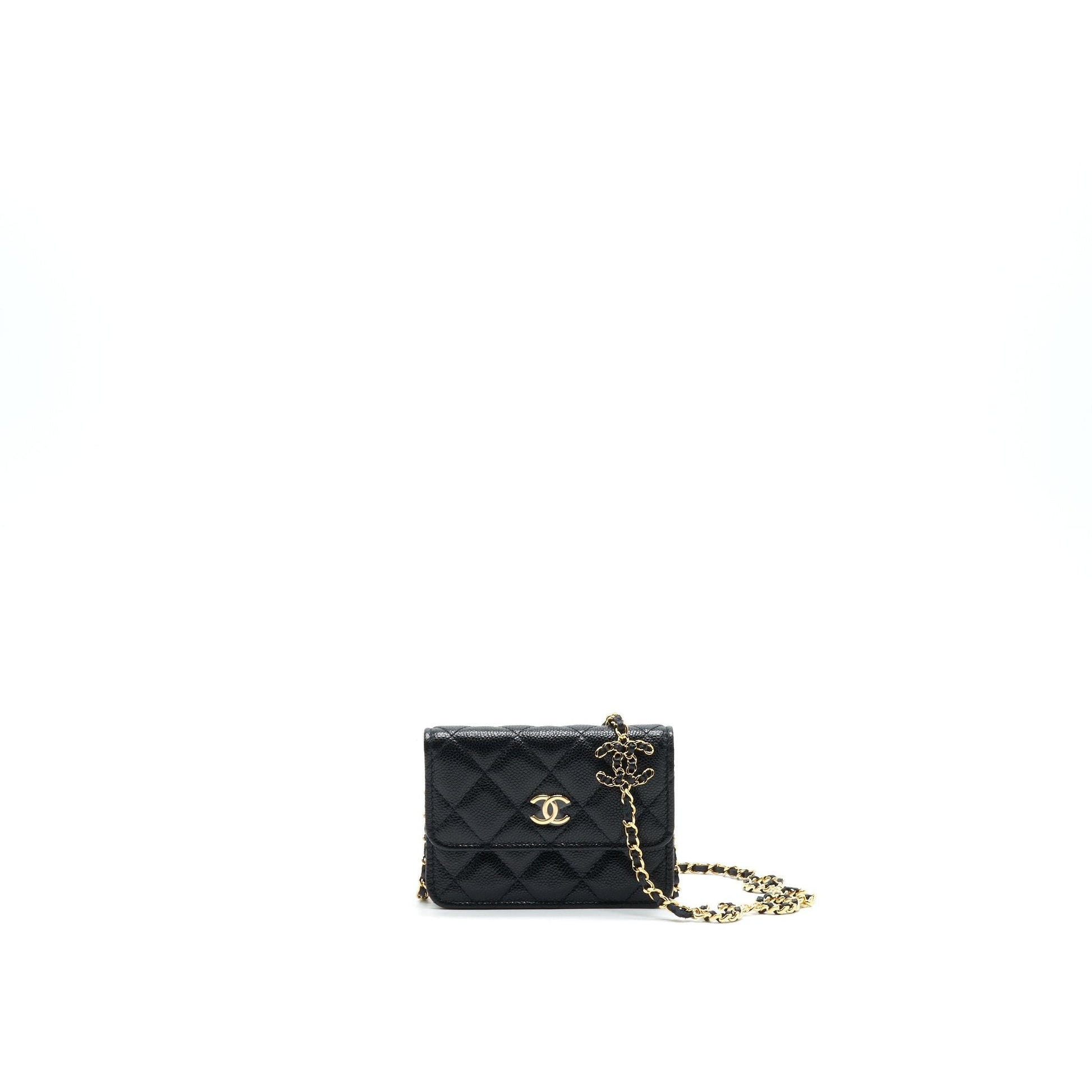 Chanel 21A Flap Card Holder GHW Black Wallet Case