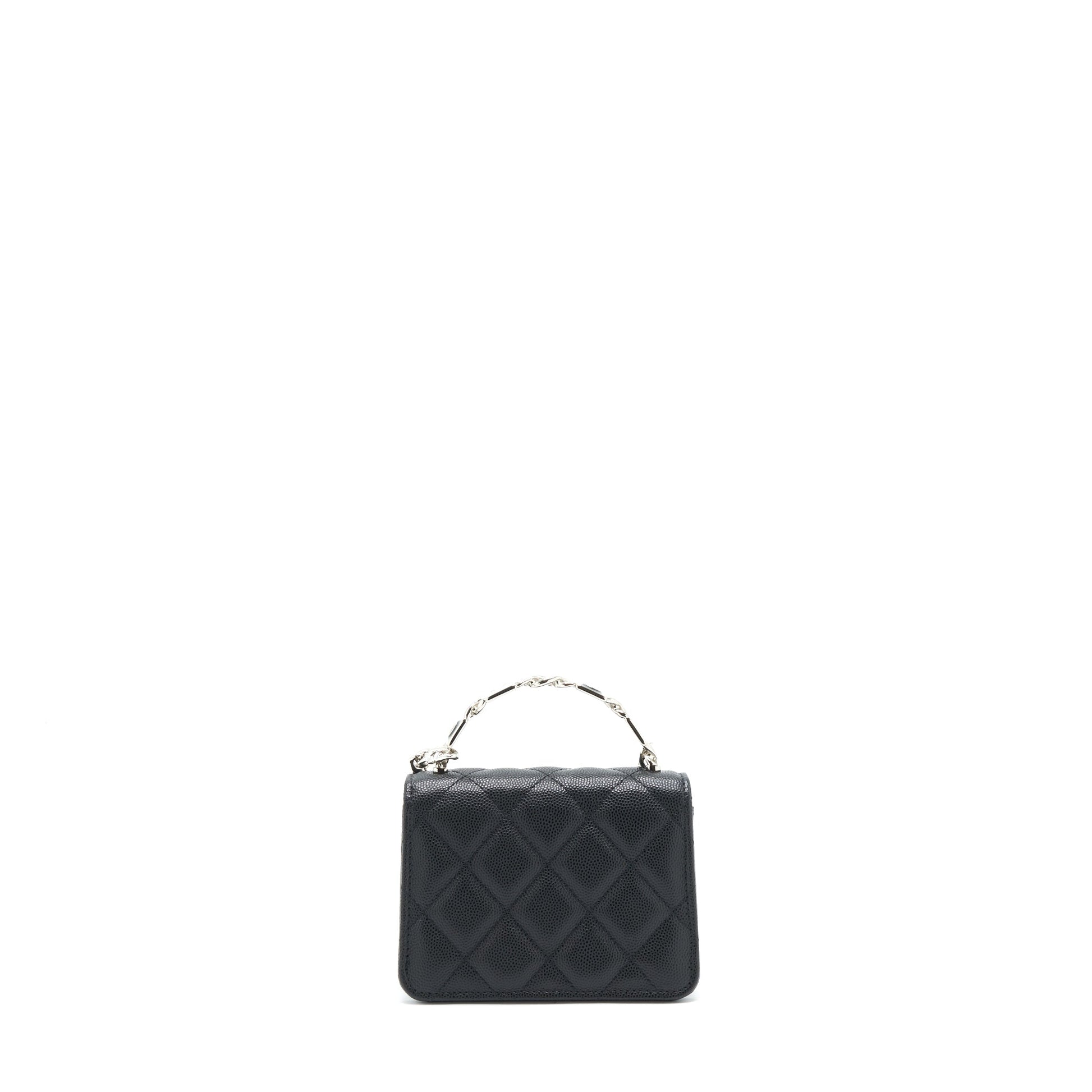 Chanel 22S Giant Top Handle Flap Caviar Black Shoulder Bag