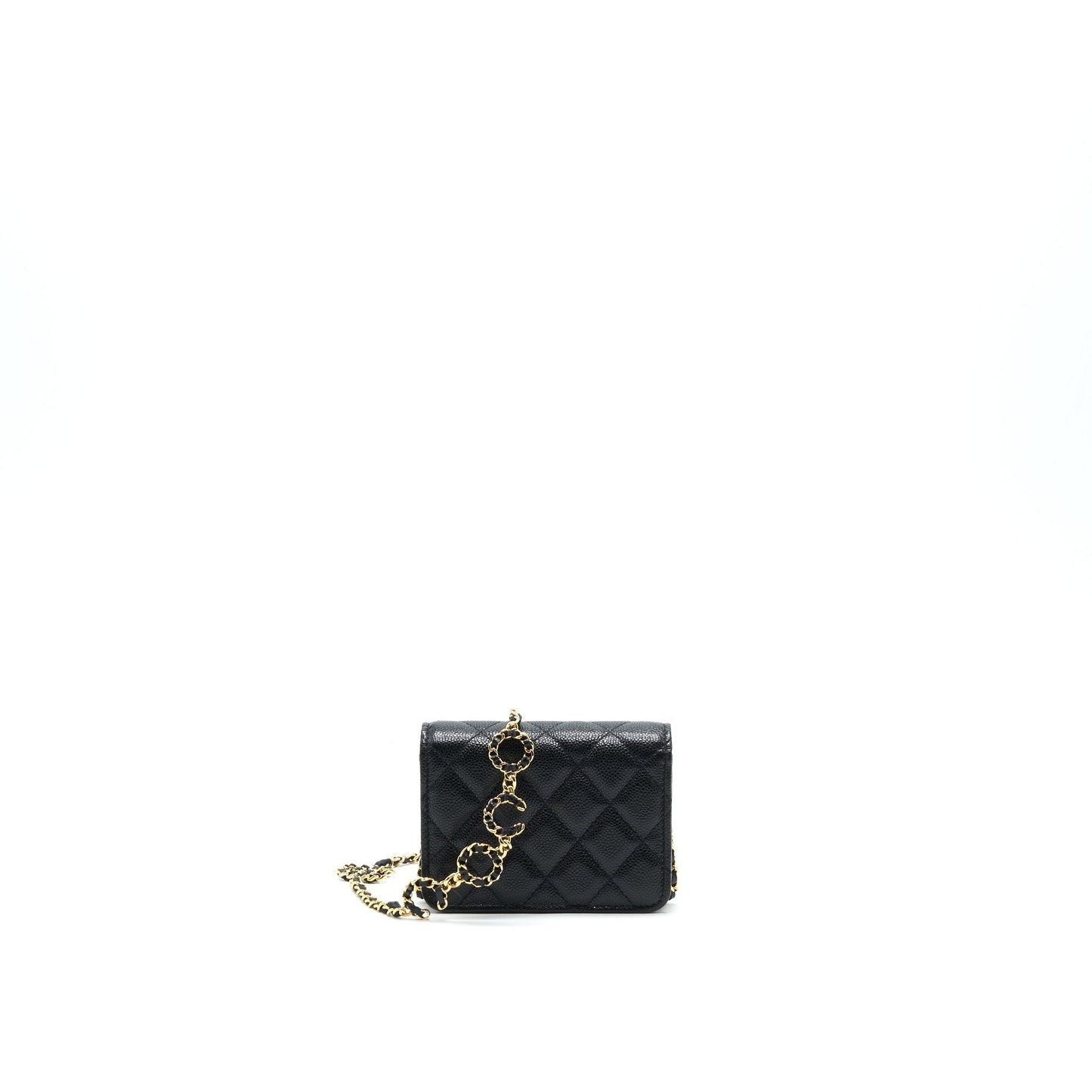 Chanel 21A Flap Card Holder GHW Black Wallet Case