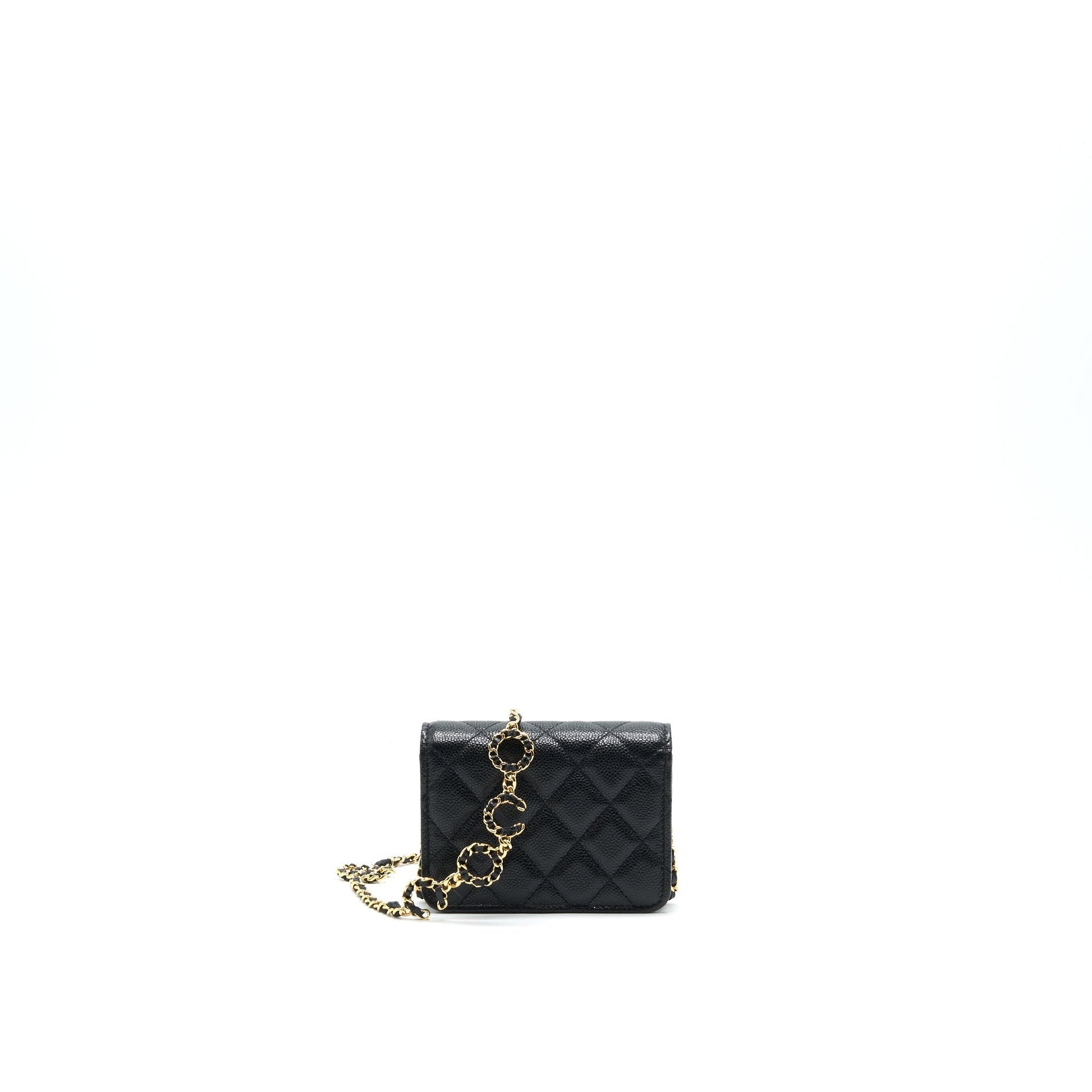 Chanel 21A Flap Card Holder GHW Black Wallet Case