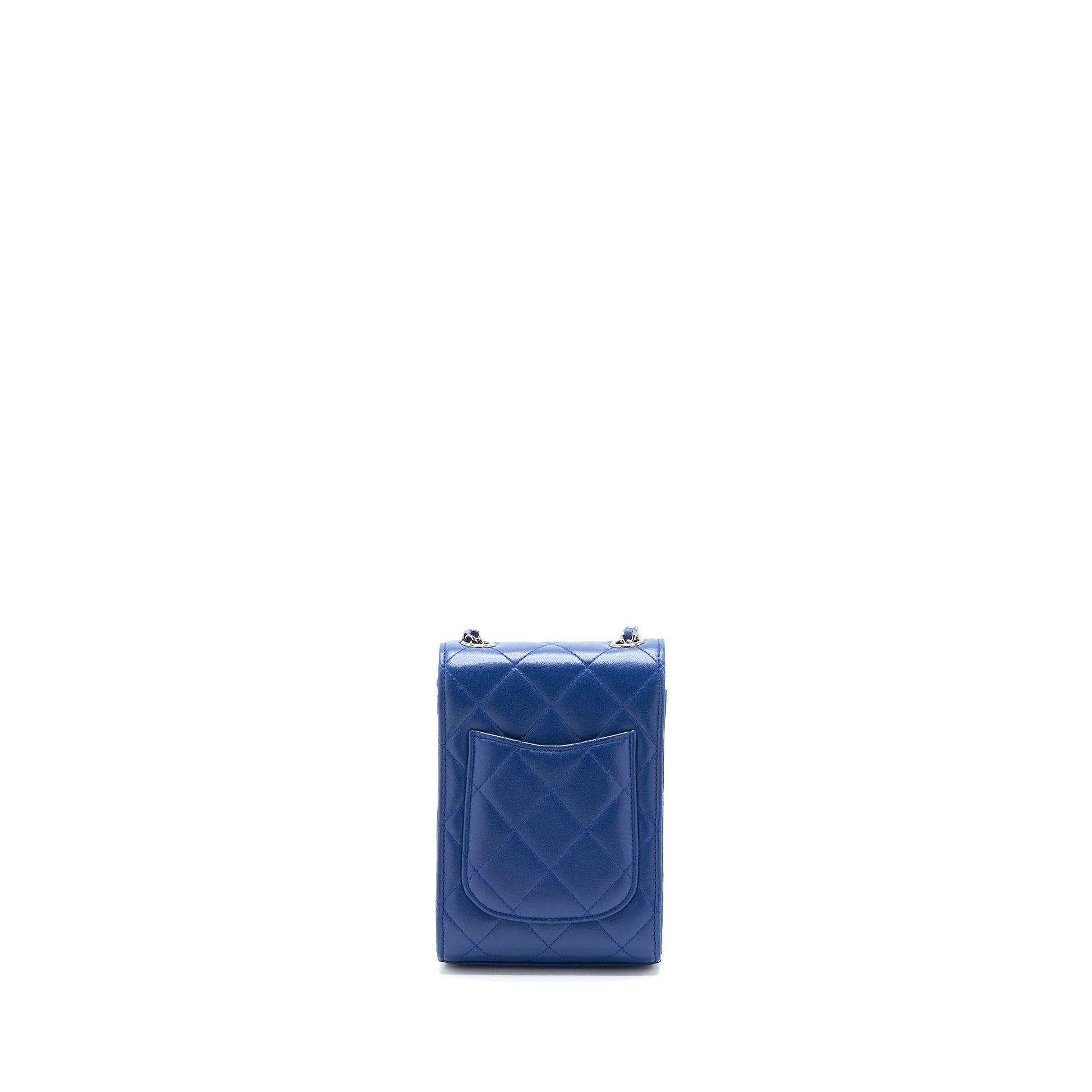 Chanel Flap Phone Lambskin SHW Blue Handbag