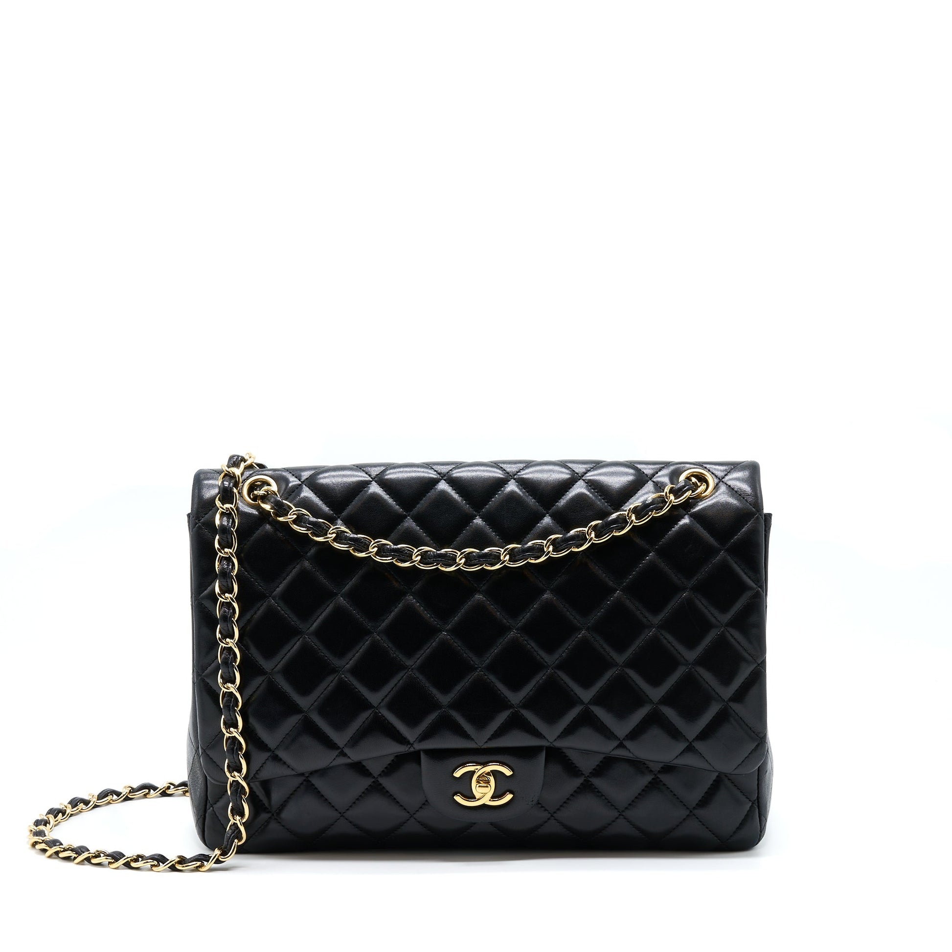 Chanel Maxi Classic Flap Lambskin GHW Black Shoulder Bag