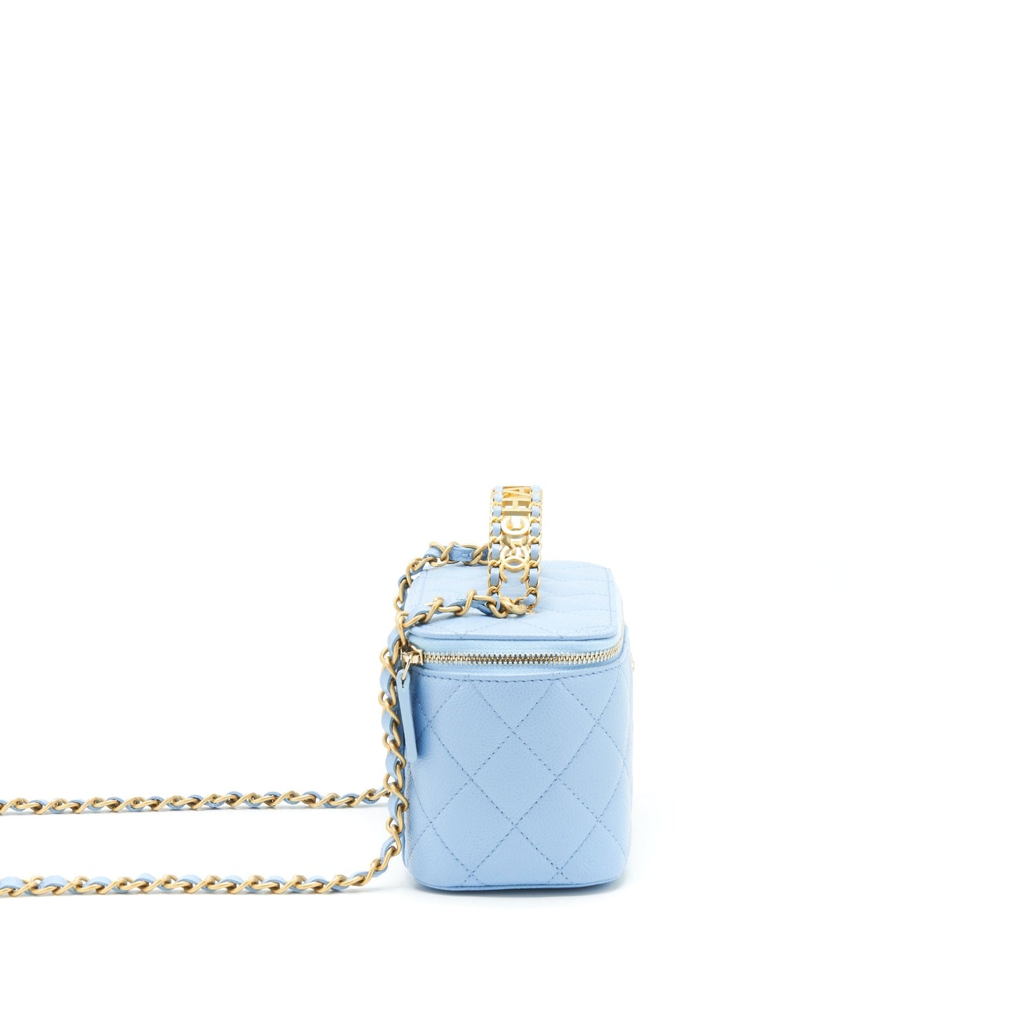 Chanel 22S Long Vanity Letter Handle Caviar Blue Handbag