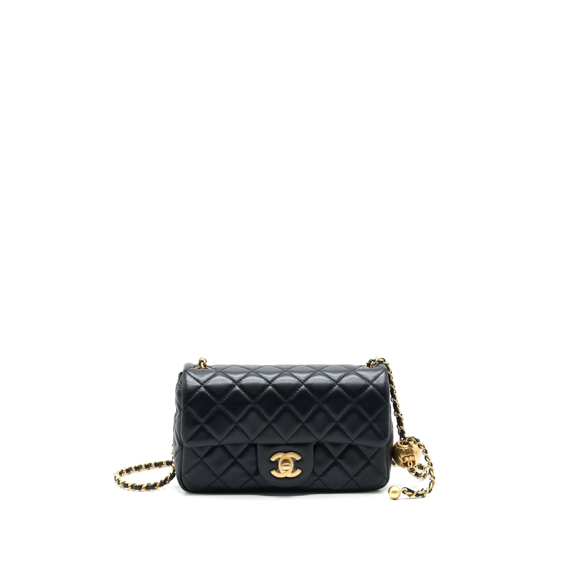 Chanel Pearl Crushed Rectangular Flap Black Mini Bag