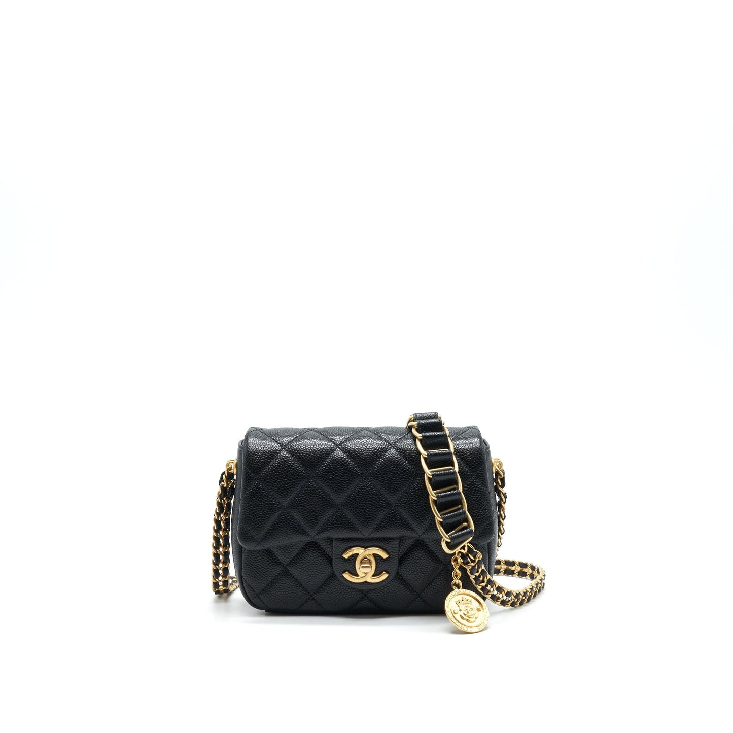 Chanel 21A Square Flap Caviar GHW Black Shoulder Bag