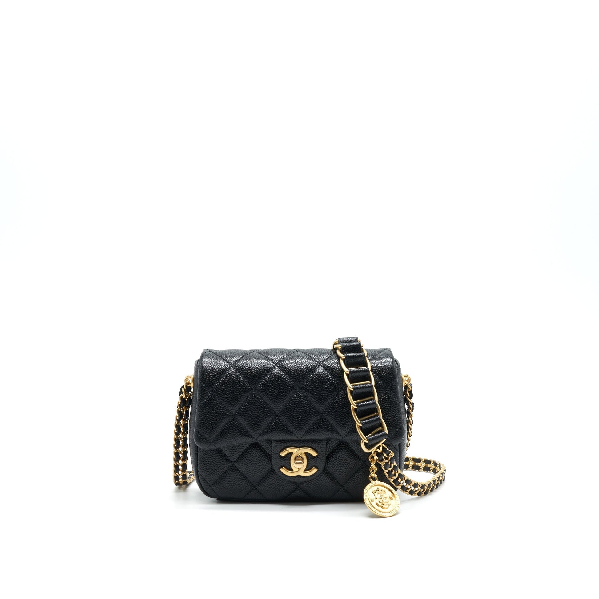 Chanel 21A Square Flap Caviar GHW Black Shoulder Bag