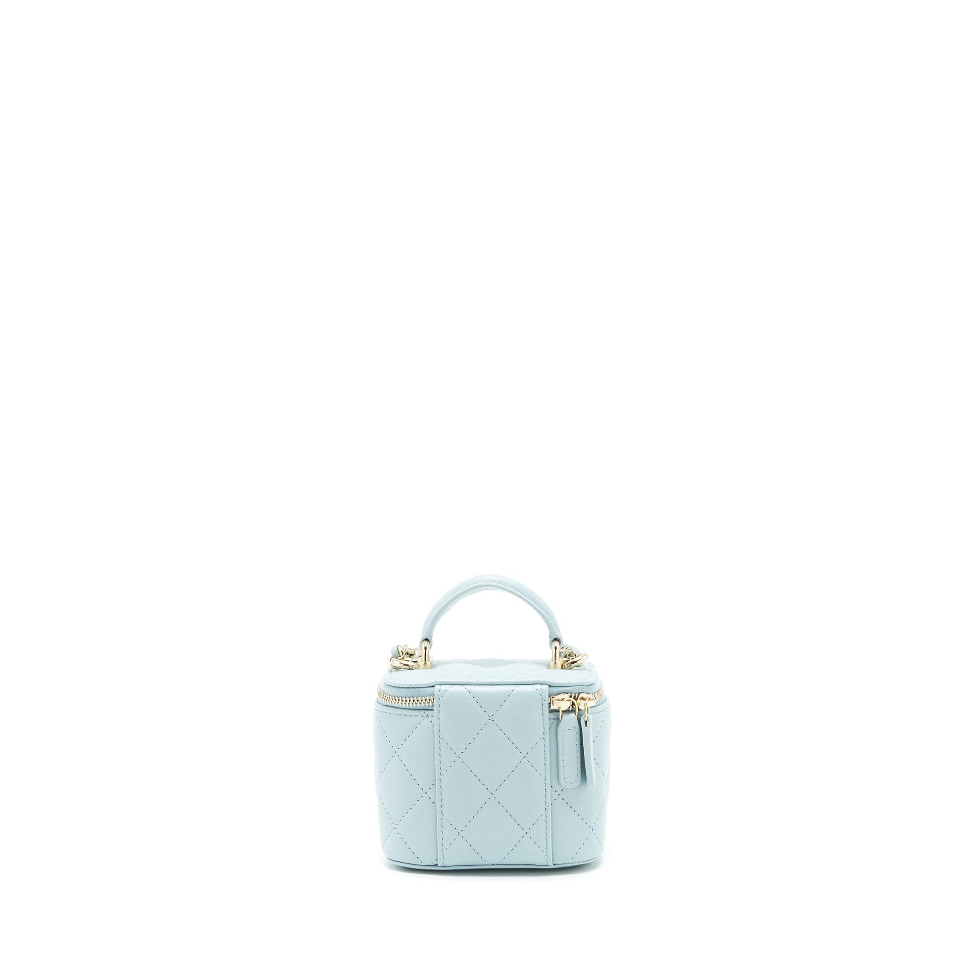 Chanel 22S Top Handle Vanity Lambskin Light Blue Mini Bag