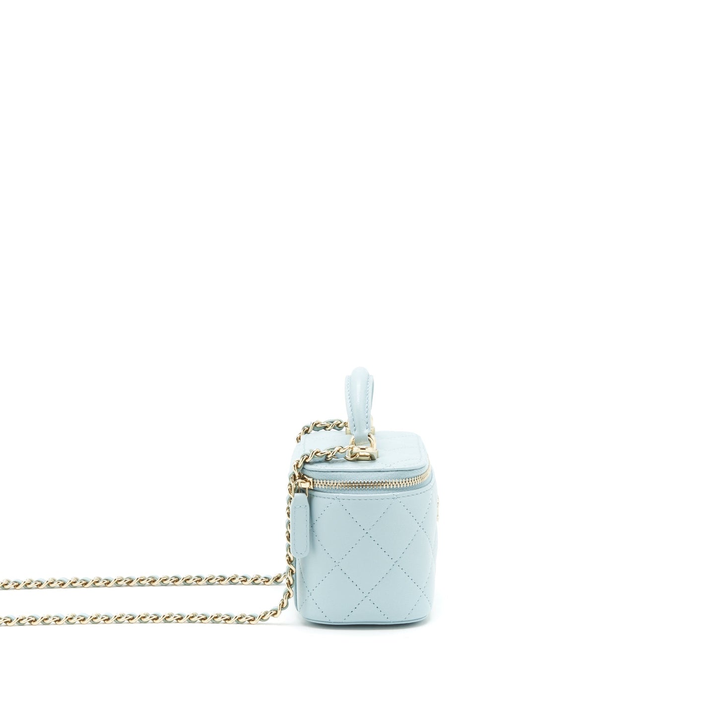 Chanel 22S Top Handle Vanity Lambskin Light Blue Mini Bag