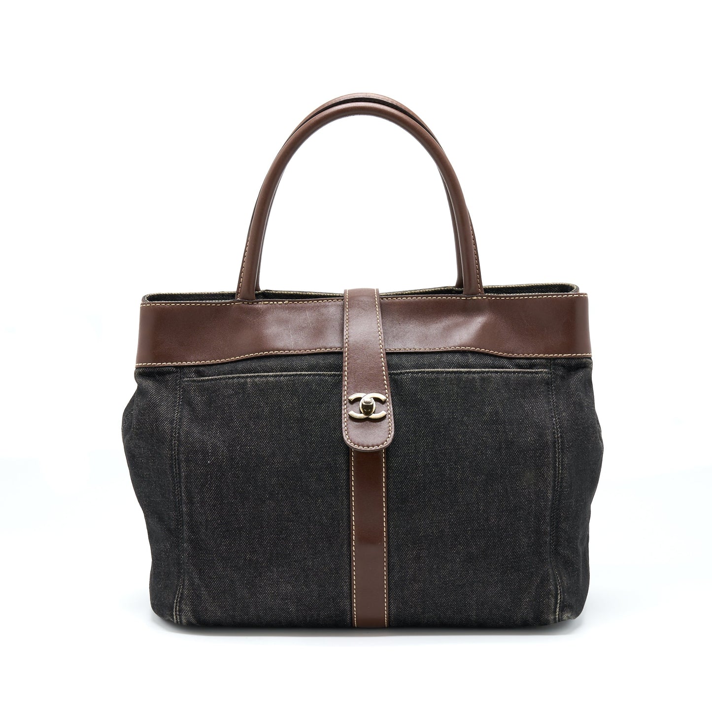 Chanel Denim Ruthenium Sliver Hardware Tote Bag
