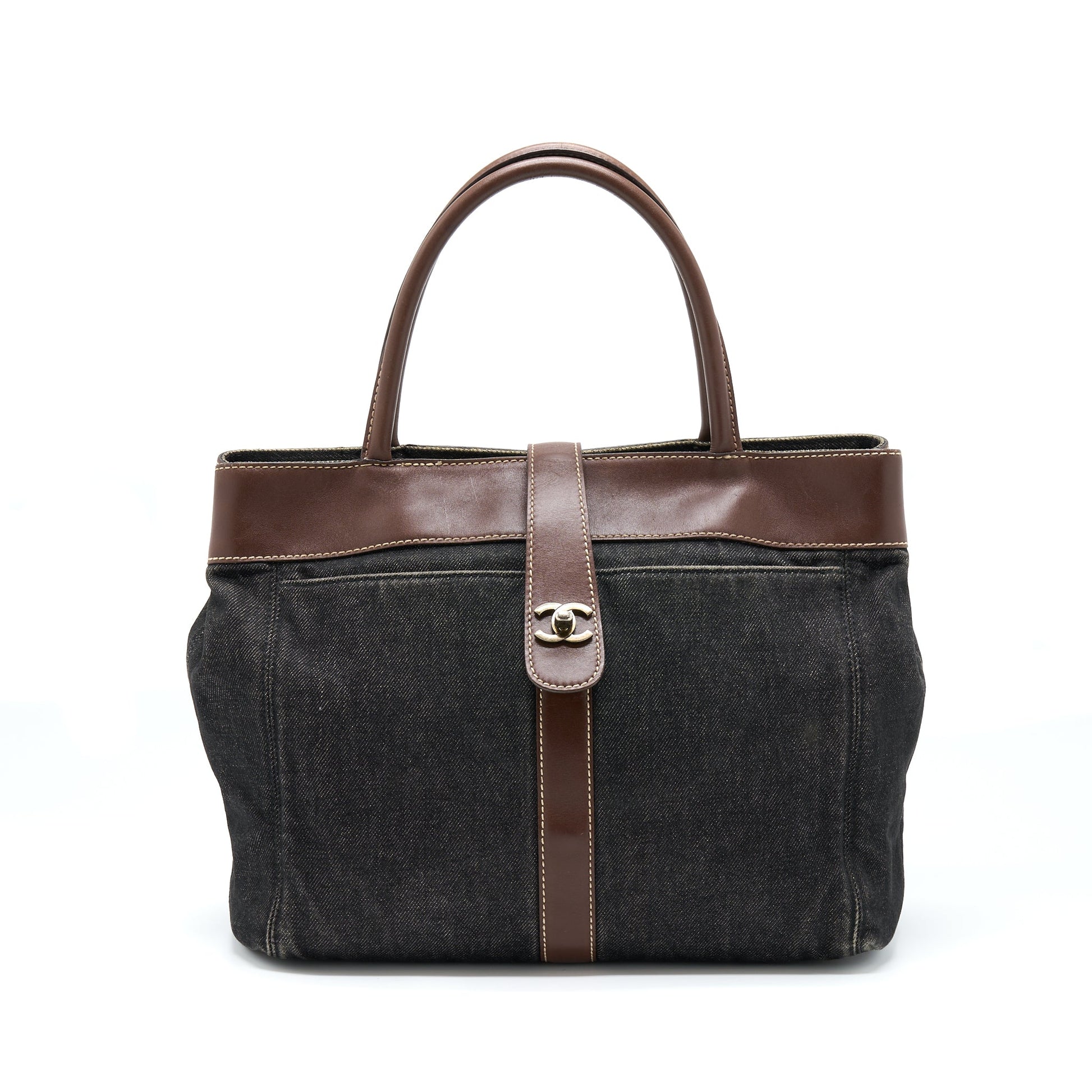 Chanel Denim Ruthenium Sliver Hardware Tote Bag