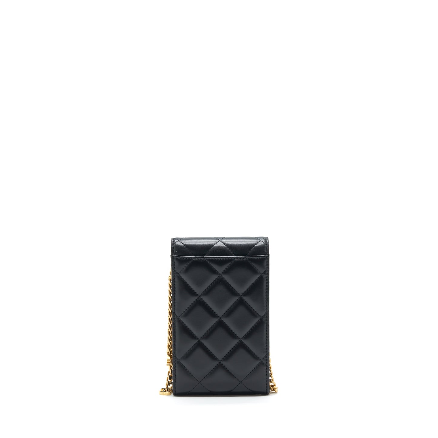 Chanel 22P Vertical Flap Phone Lambskin Enamel Black Gold Mini Bag