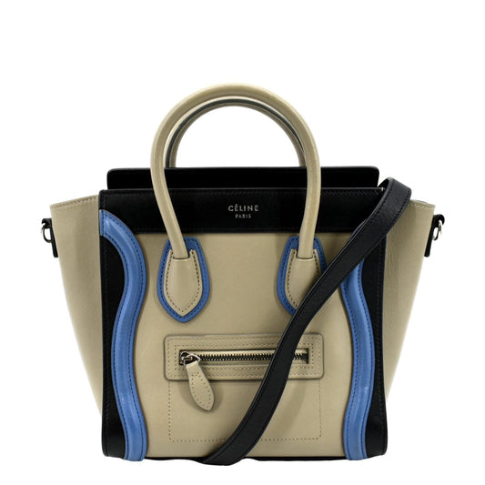 Nano Luggage Calfskin Shoulder Bag Tricolor Leather