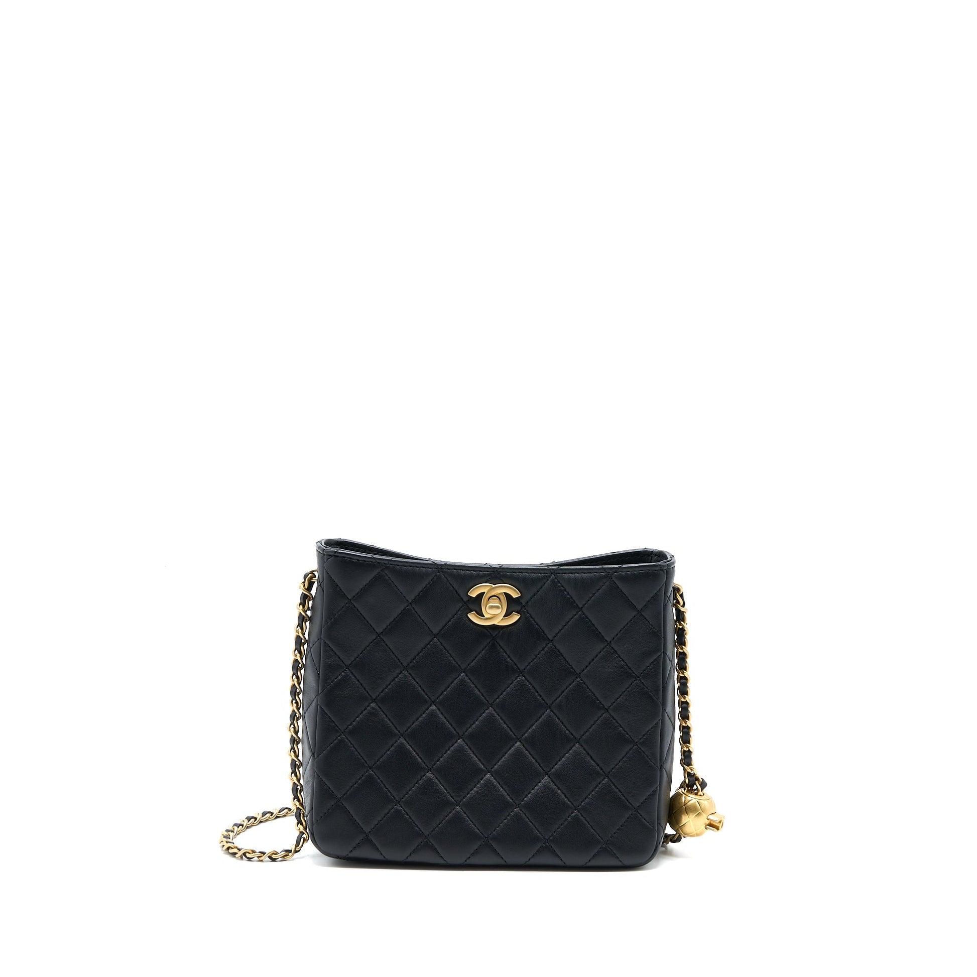 Chanel 23C Pearl Crush Hobo Lambskin Brushed Black Shoulder Bag