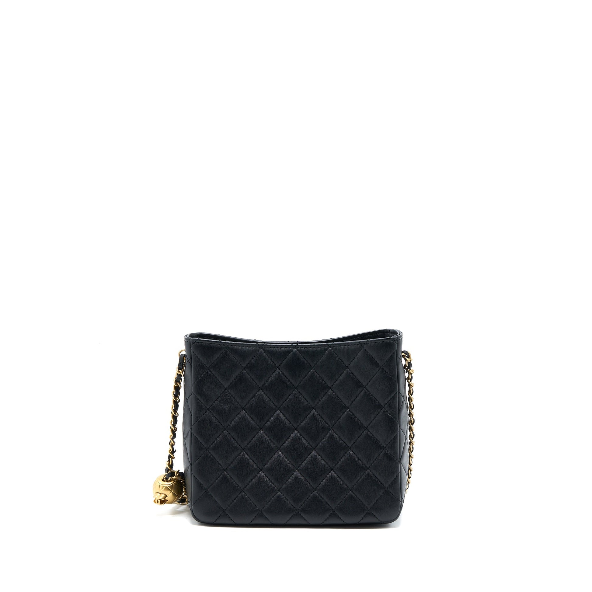 Chanel 23C Pearl Crush Hobo Lambskin Brushed Black Shoulder Bag