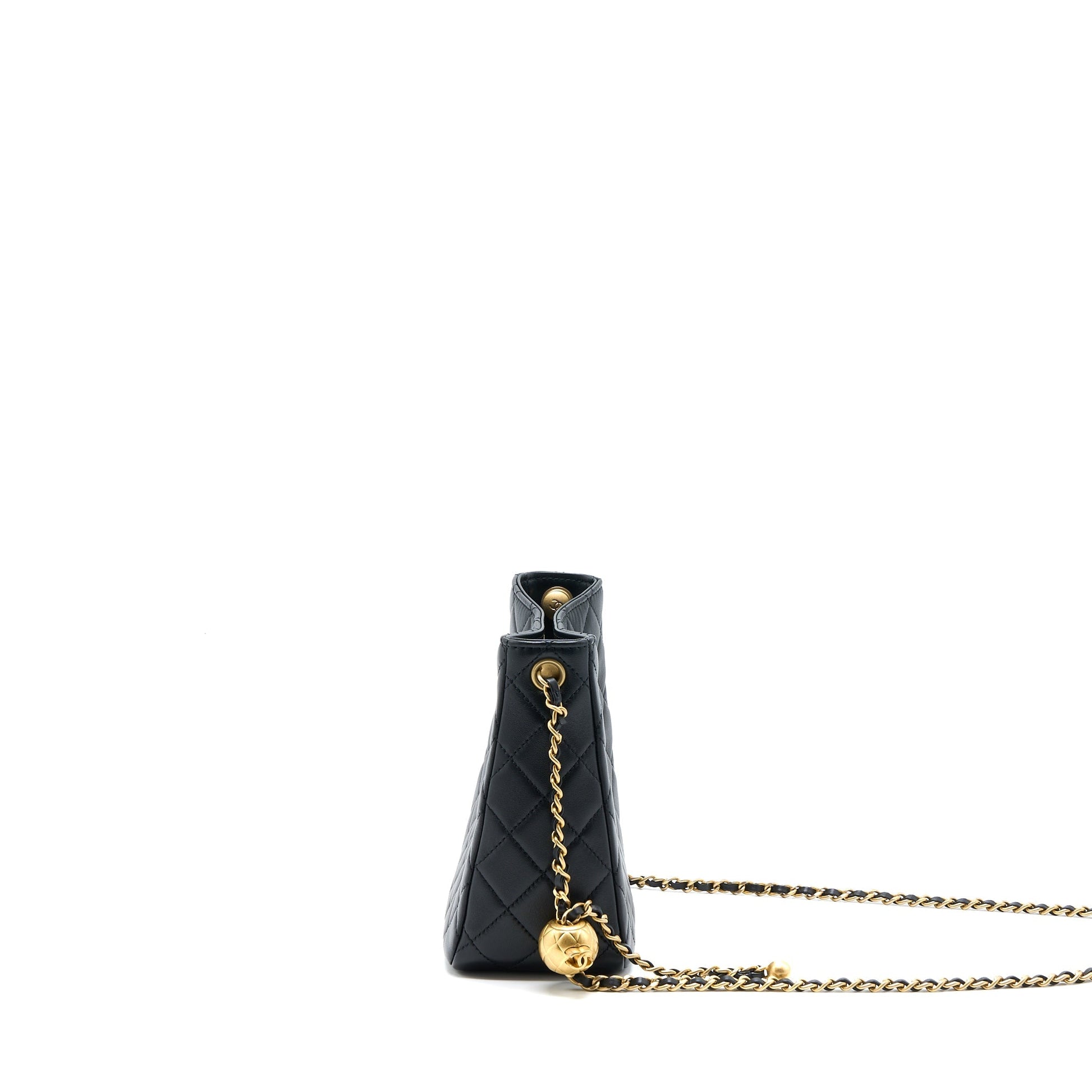 Chanel 23C Pearl Crush Hobo Lambskin Brushed Black Shoulder Bag