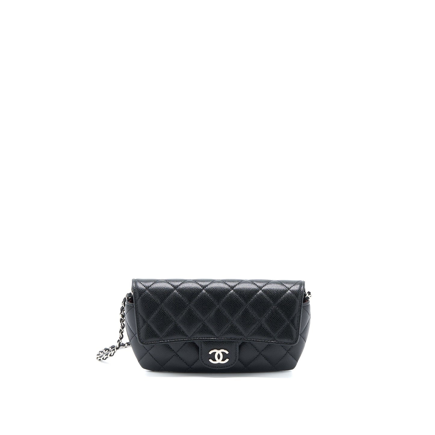 Chanel Flap Glasses Caviar SHW Black Sunglasses