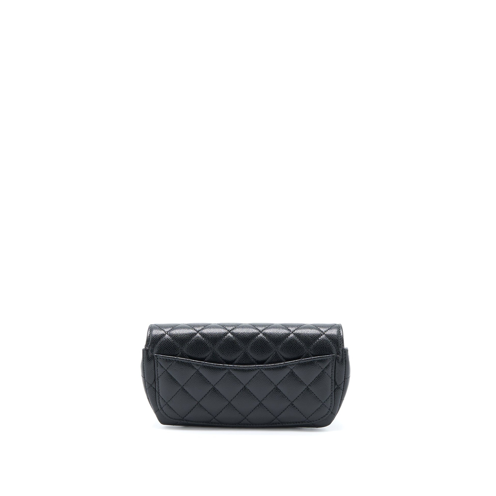 Chanel Flap Glasses Caviar SHW Black Sunglasses
