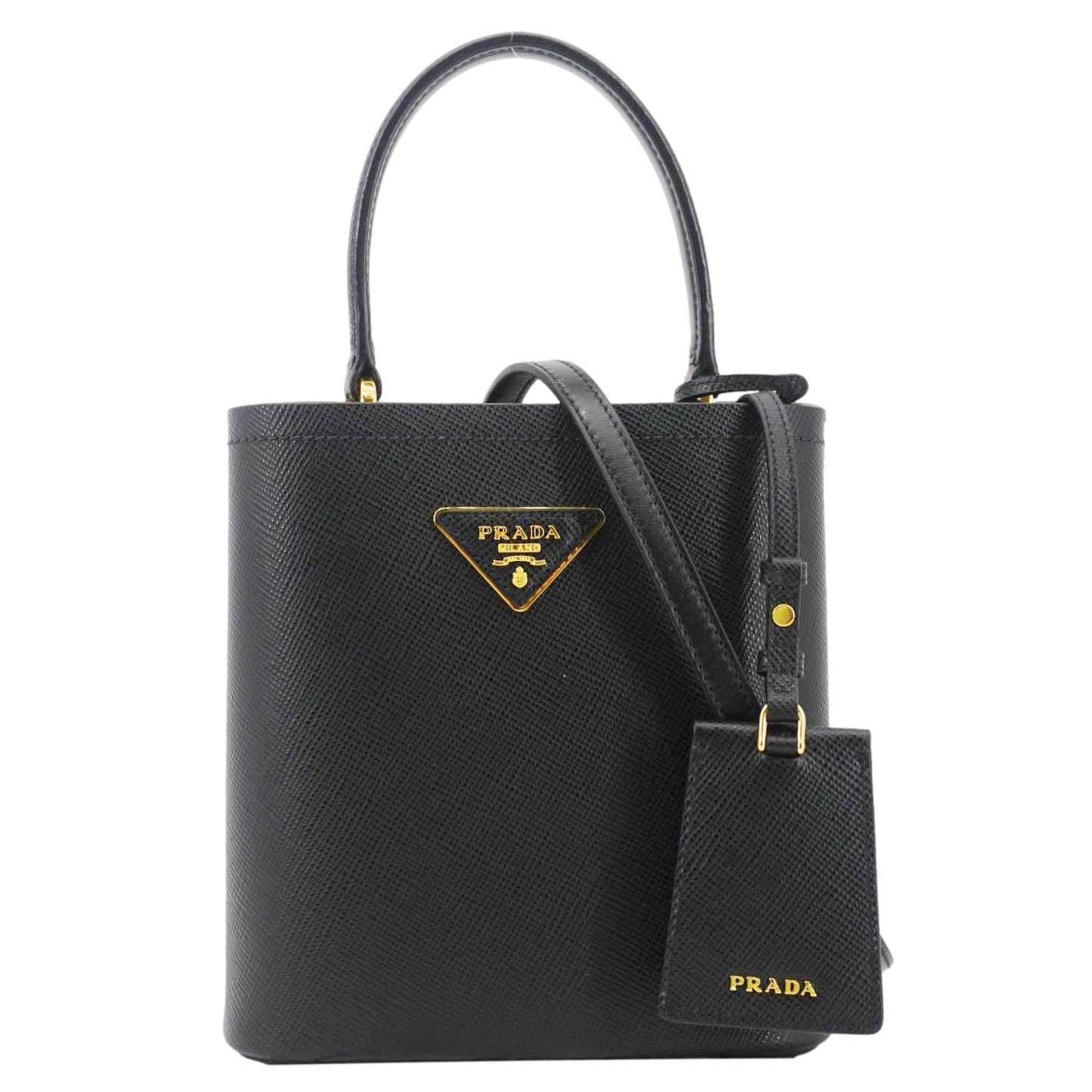 Pannier Saffiano Bag Leather Black Bucket Bag