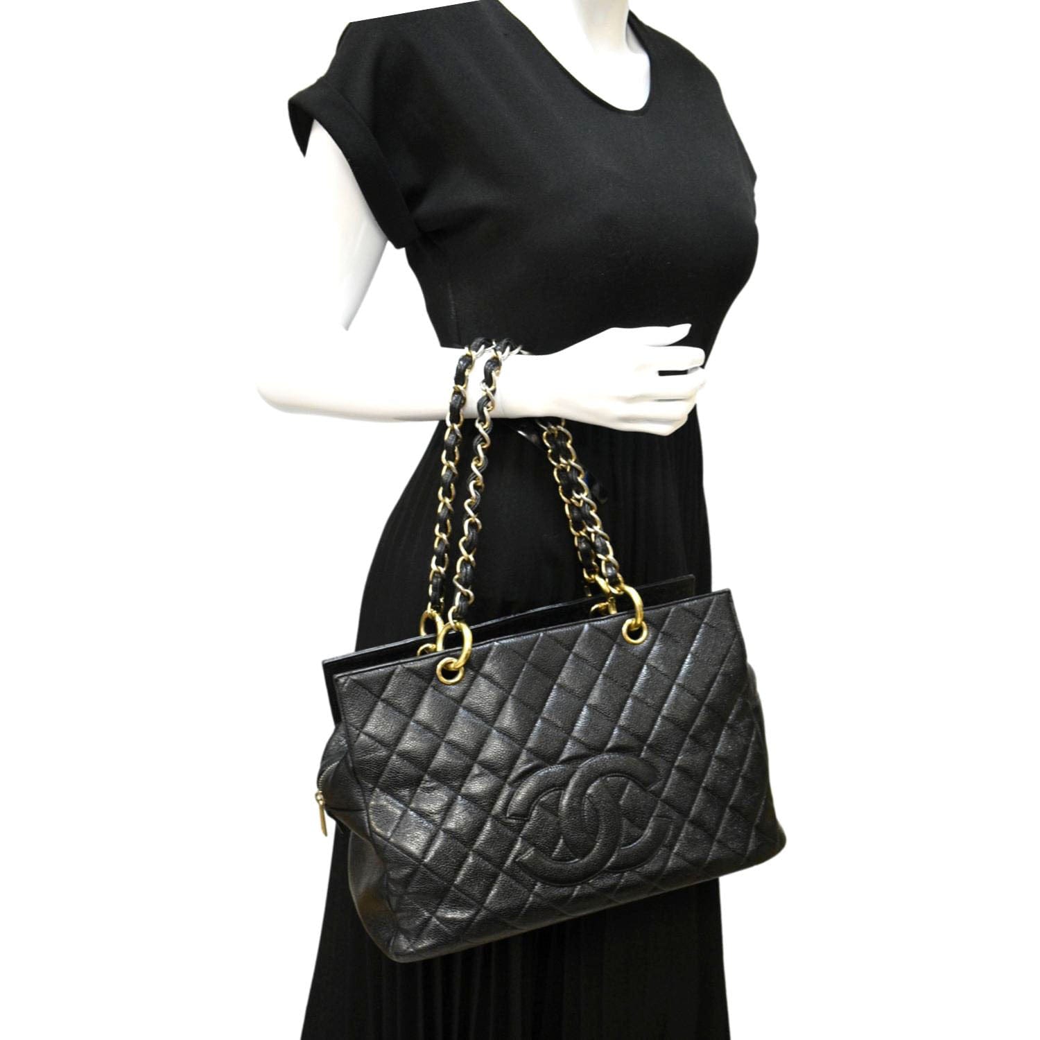 Chanel Grand Shopping Caviar GST Leather Black Travel Bag Tote 3