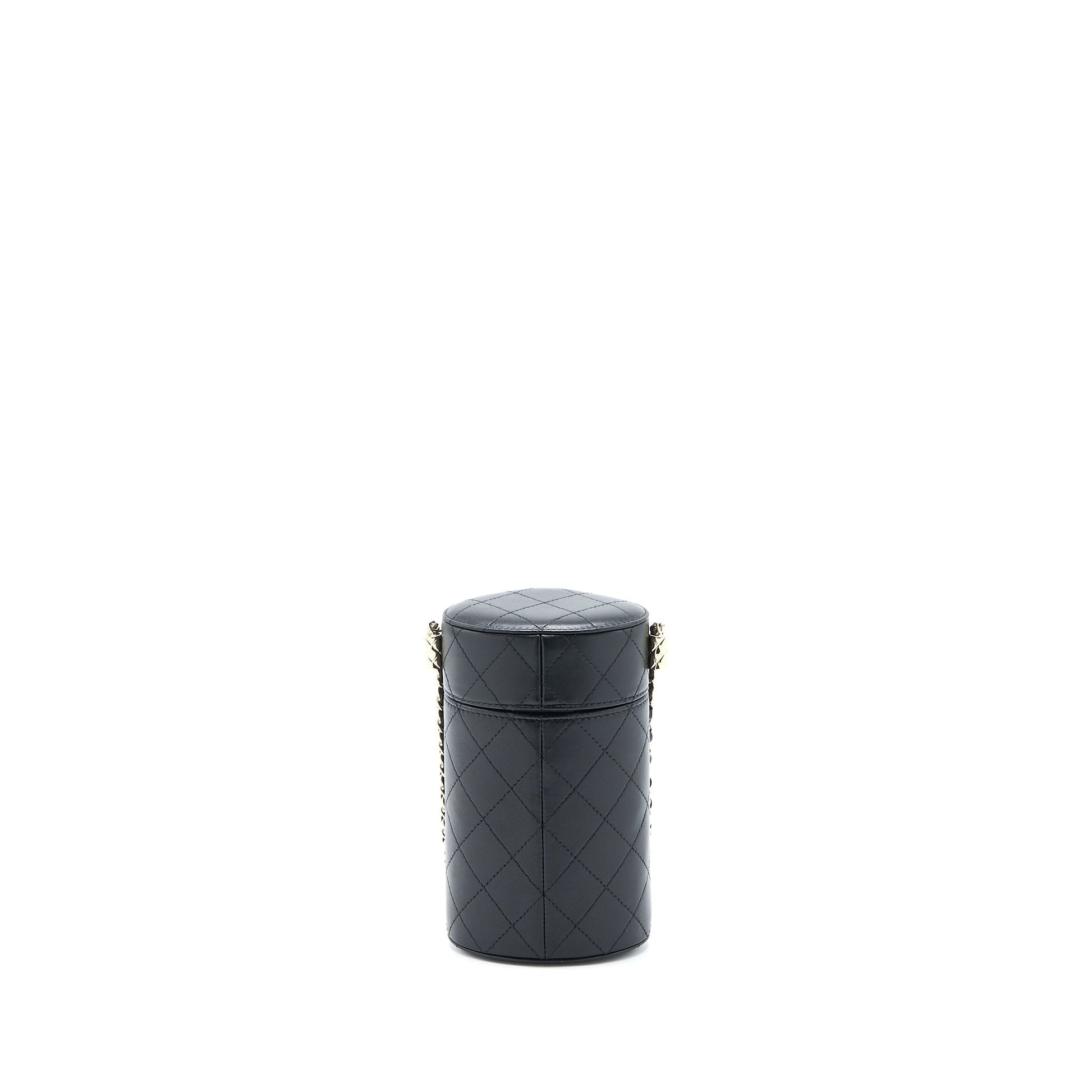 Chanel Vertical Lambskin LGHW Black Clutch Bag