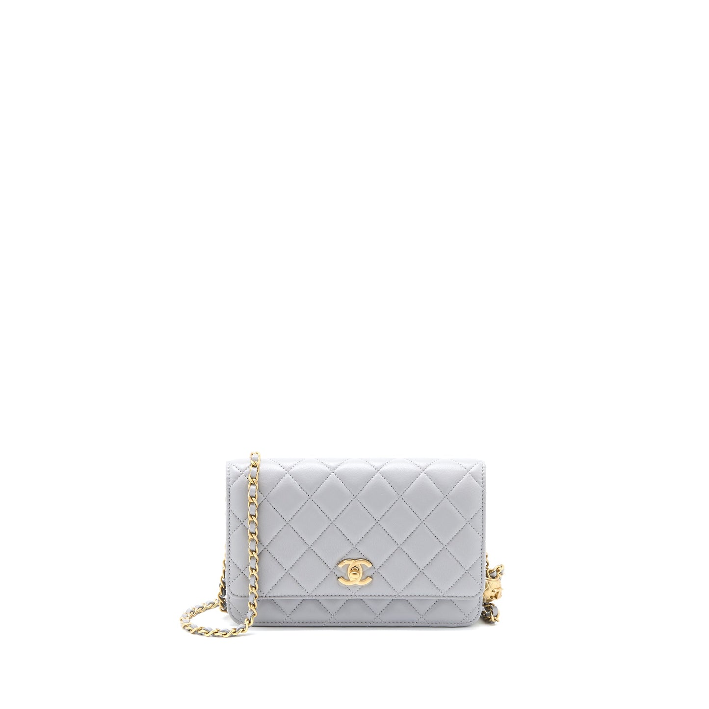 Chanel Pearl Crush on Lambskin Light GHW Grey Wallet Case