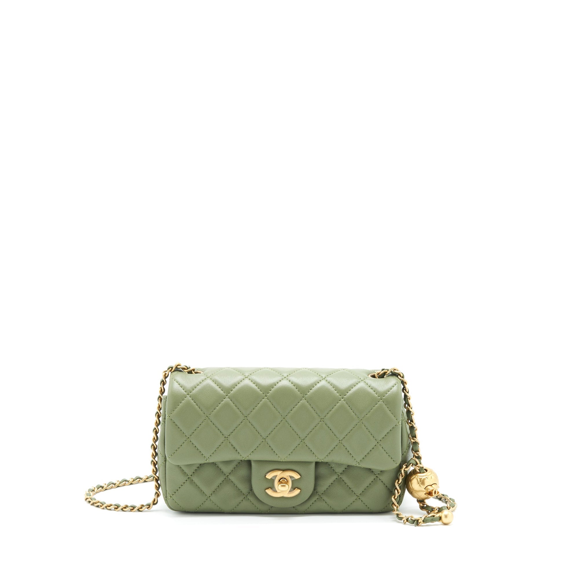 Chanel Pear Crush Rectangular Flap 21B Lambskin Green Shoulder Bag