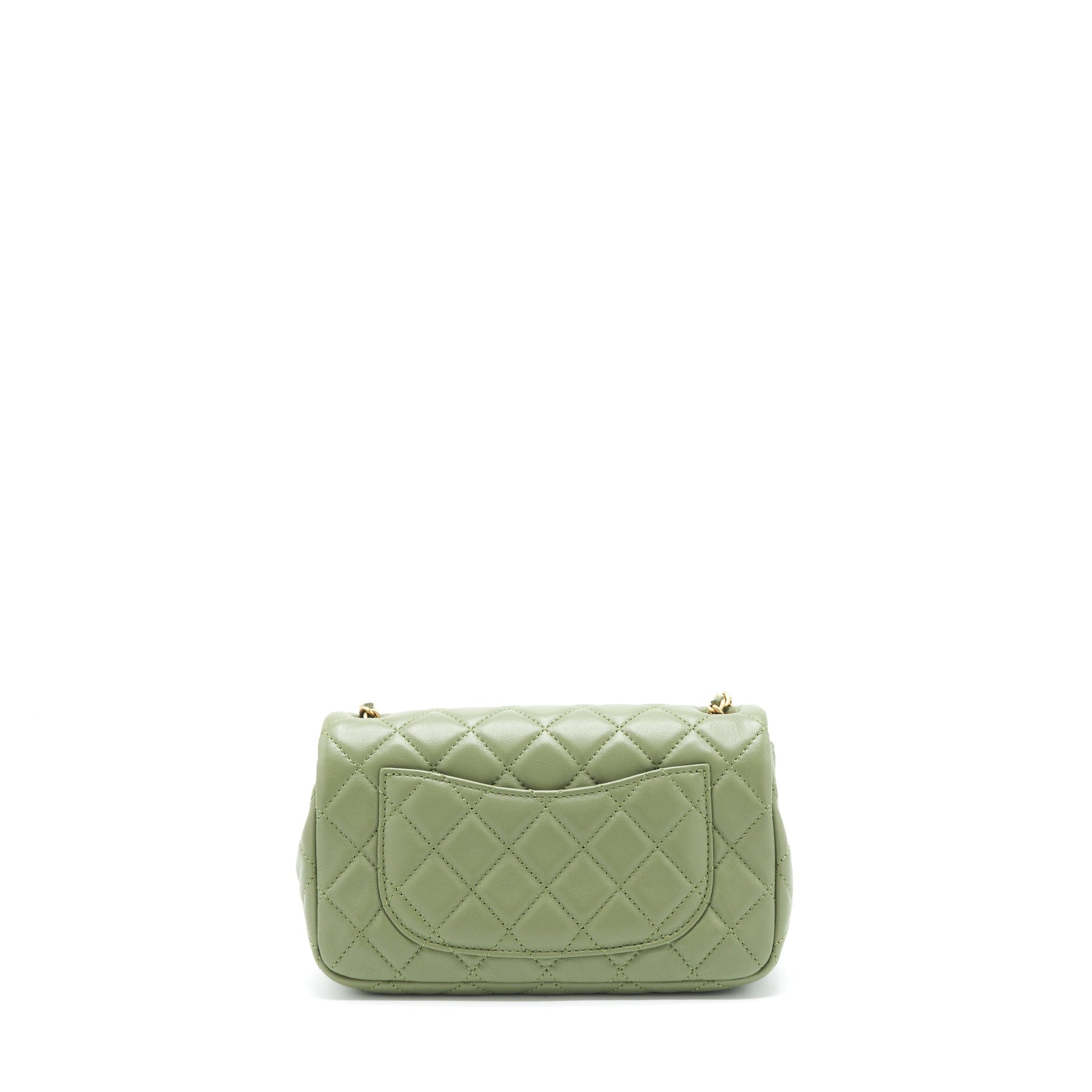 Chanel Pear Crush Rectangular Flap 21B Lambskin Green Shoulder Bag