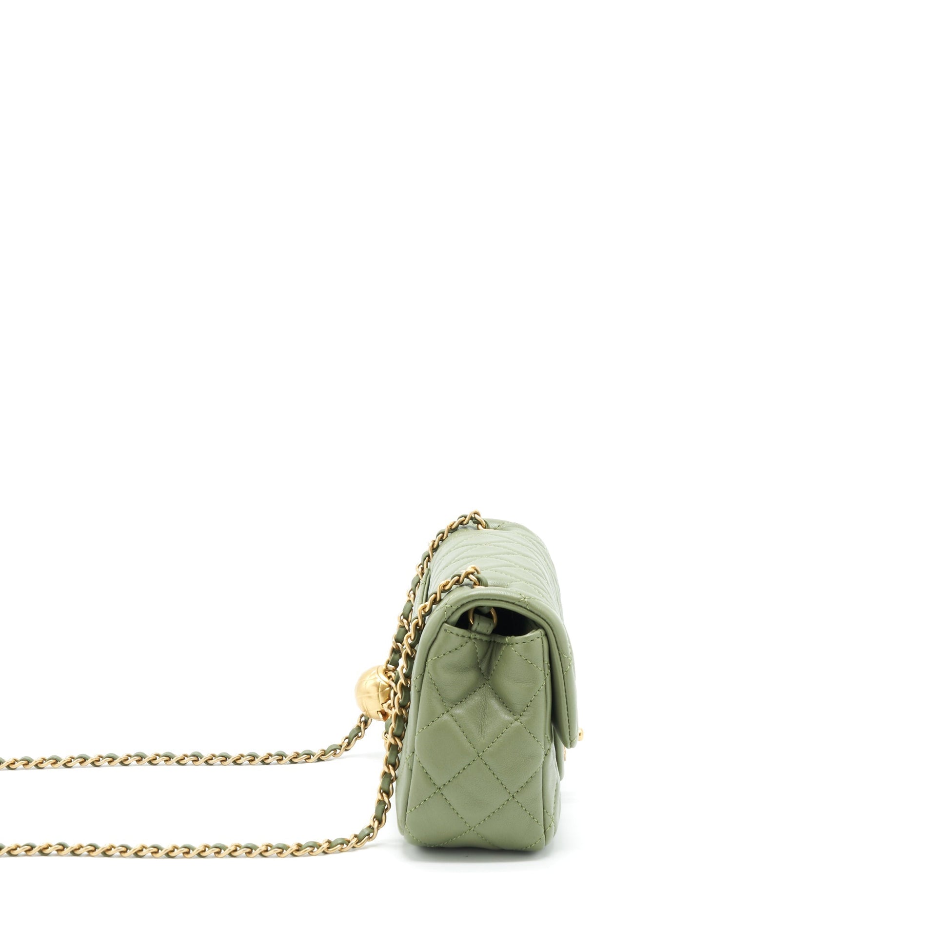 Chanel Pear Crush Rectangular Flap 21B Lambskin Green Shoulder Bag