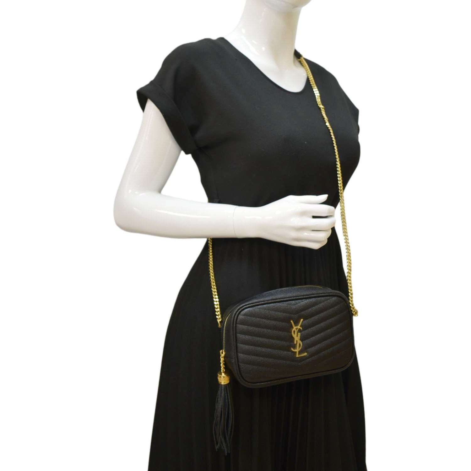 YSL Saint Laurent Yves Lou Chevron Camera Crossbody Bag Leather Black Camera Bag 5