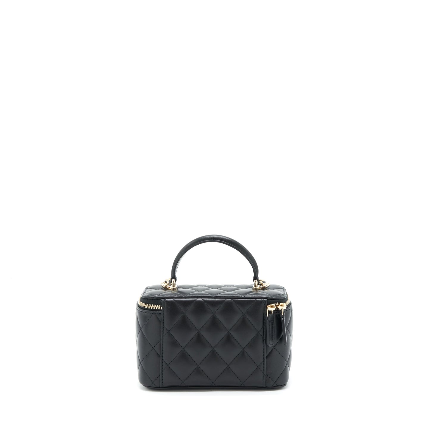 Chanel 22A Top Handle Long Vanity Lambskin Black Mini Bag