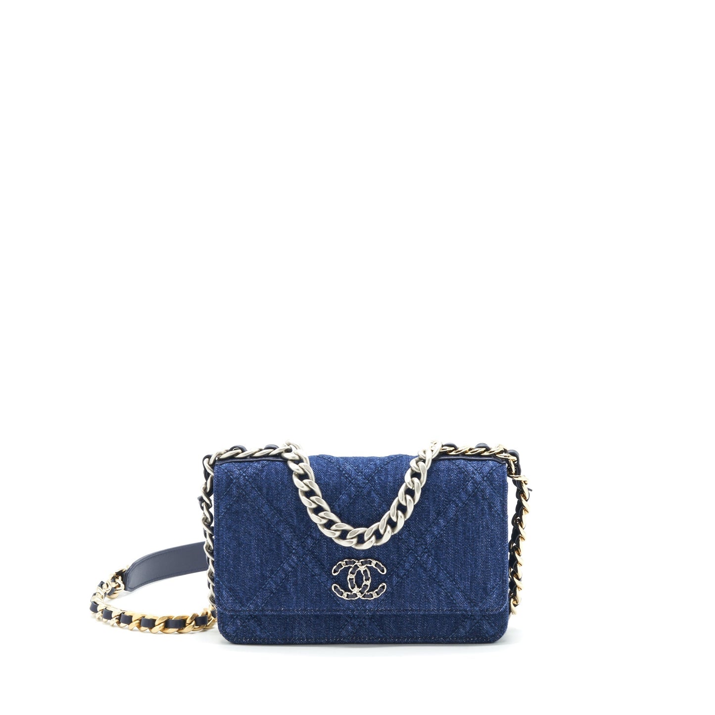 Chanel 22P Denim 19 On Hardware Microchip Multicolor Multicolour Wallet Case