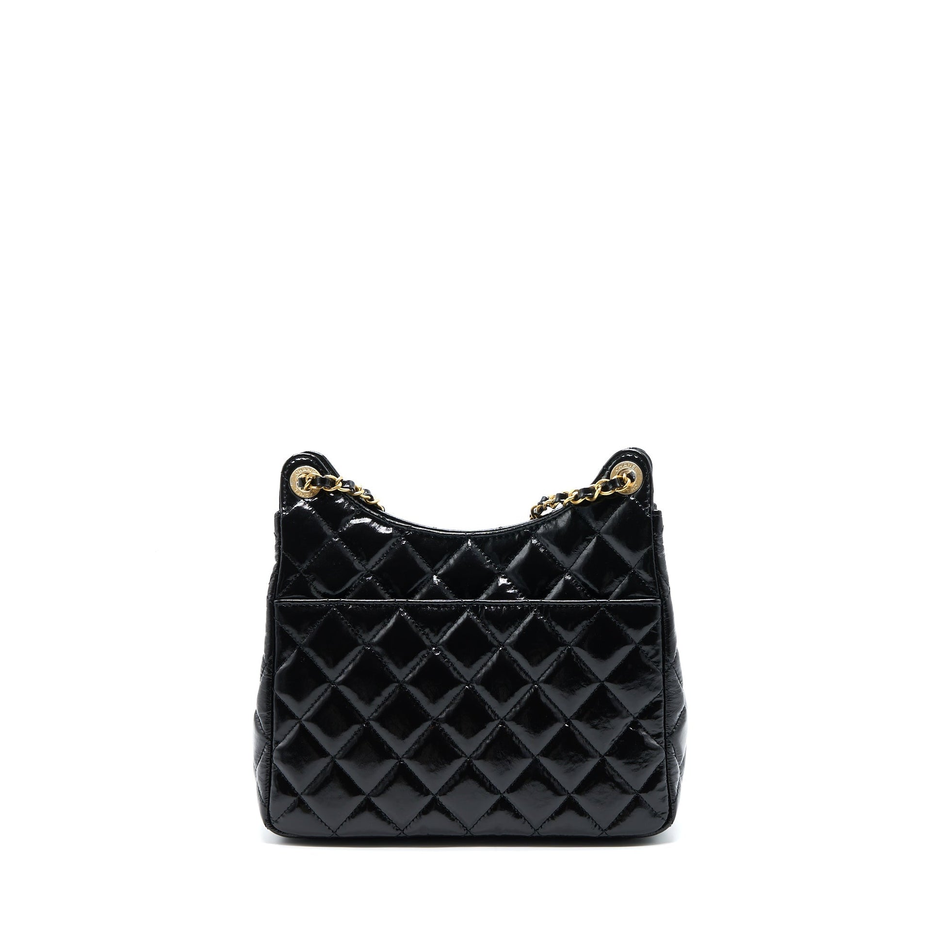 Chanel 23C Hobo Shiny Calfskin Brushed GHW Black Shoulder Bag