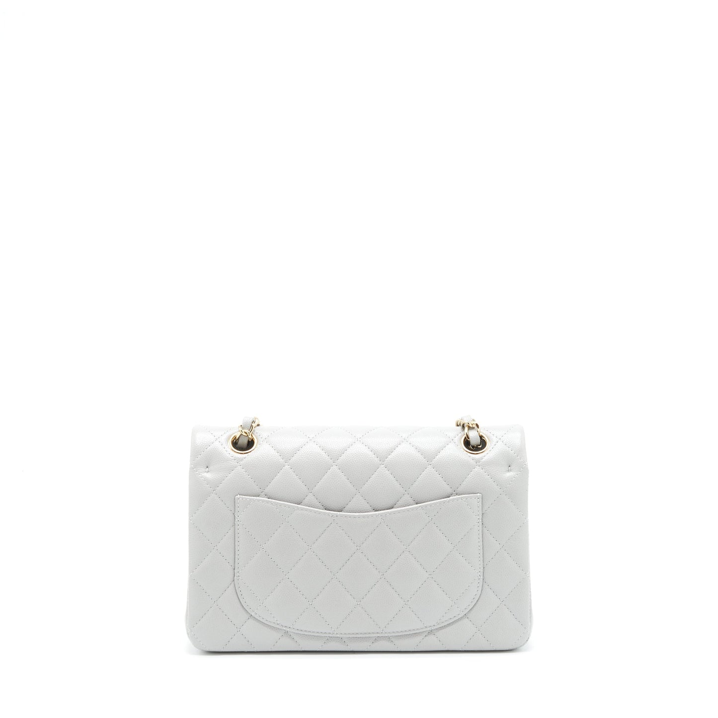 Chanel 21A Classic Double Flap Caviar NC634 Grey Small Shoulder Bag