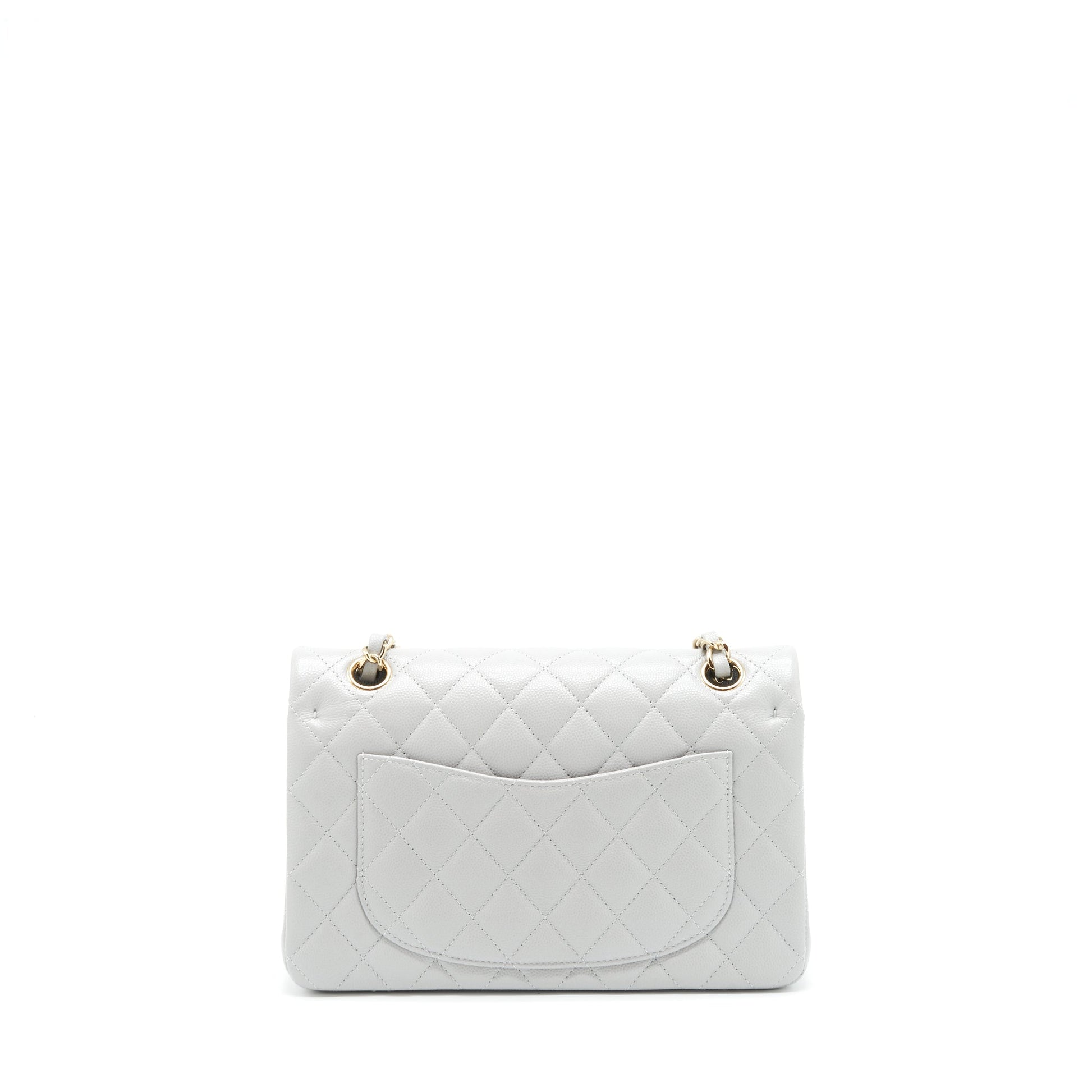 Chanel 21A Classic Double Flap Caviar NC634 Grey Small Shoulder Bag
