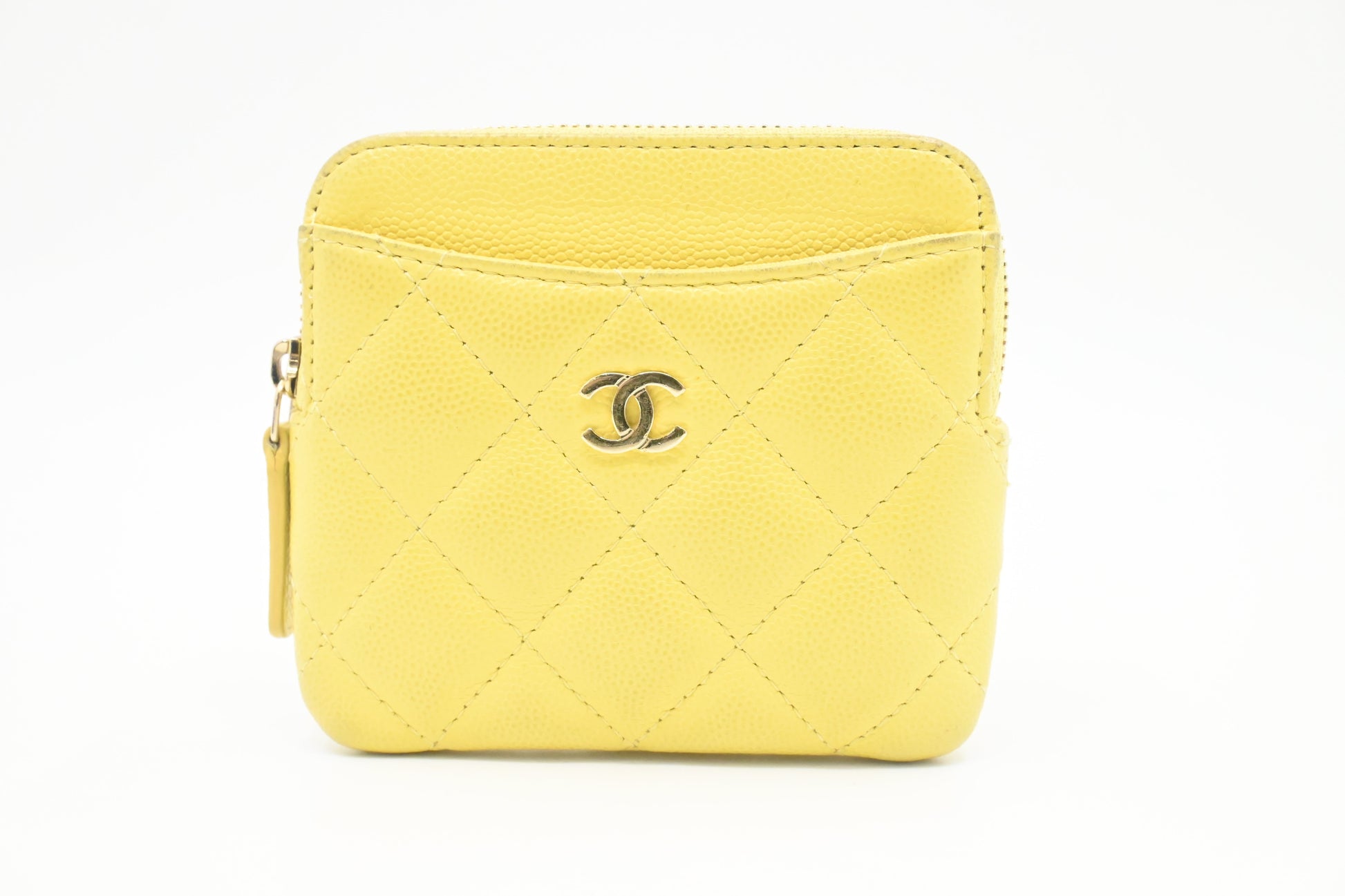 Chanel Card Pastel Yellow Caviar Leather Wallet Case