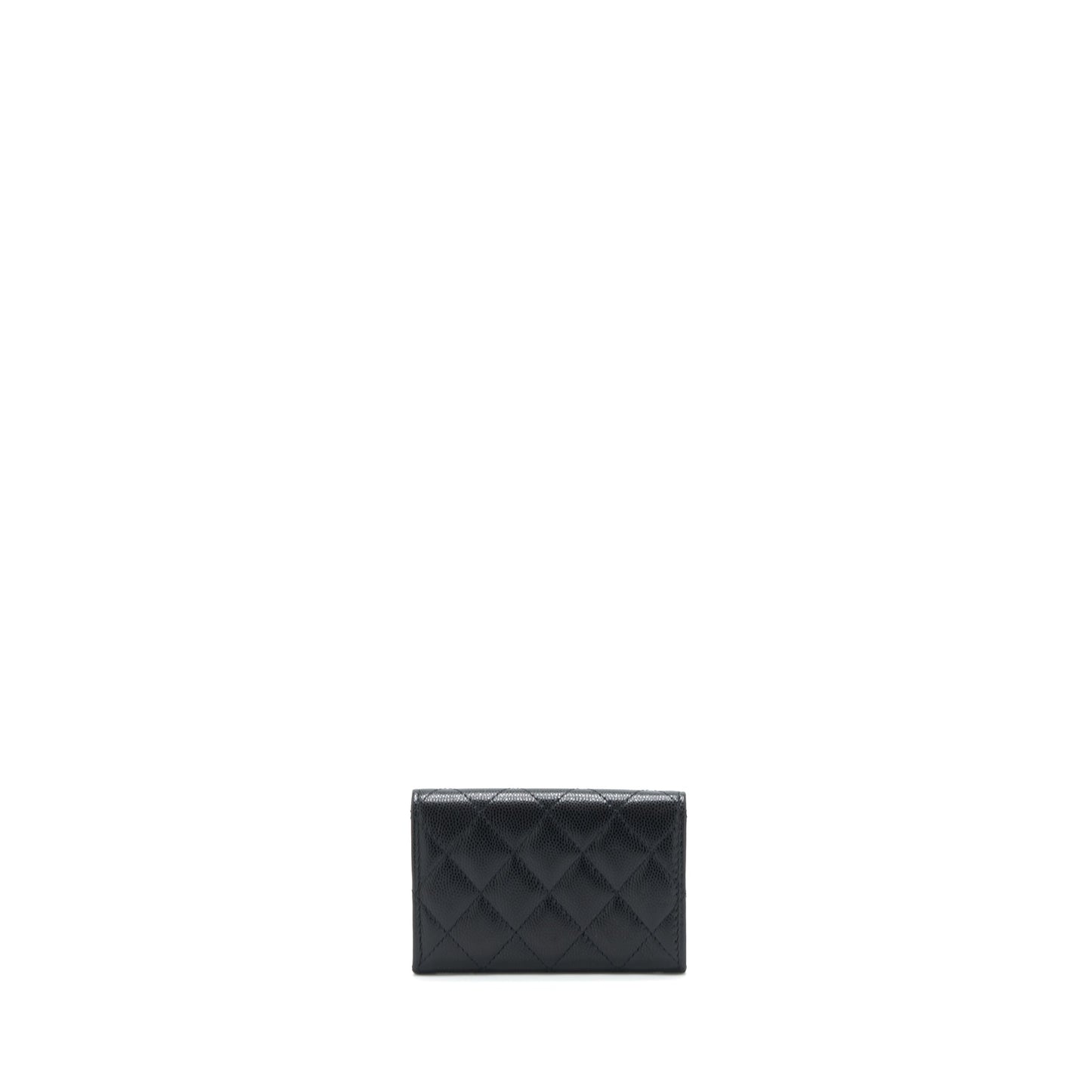 Chanel 22S Detailed Logo Flap Card Holder Black Wallet Case