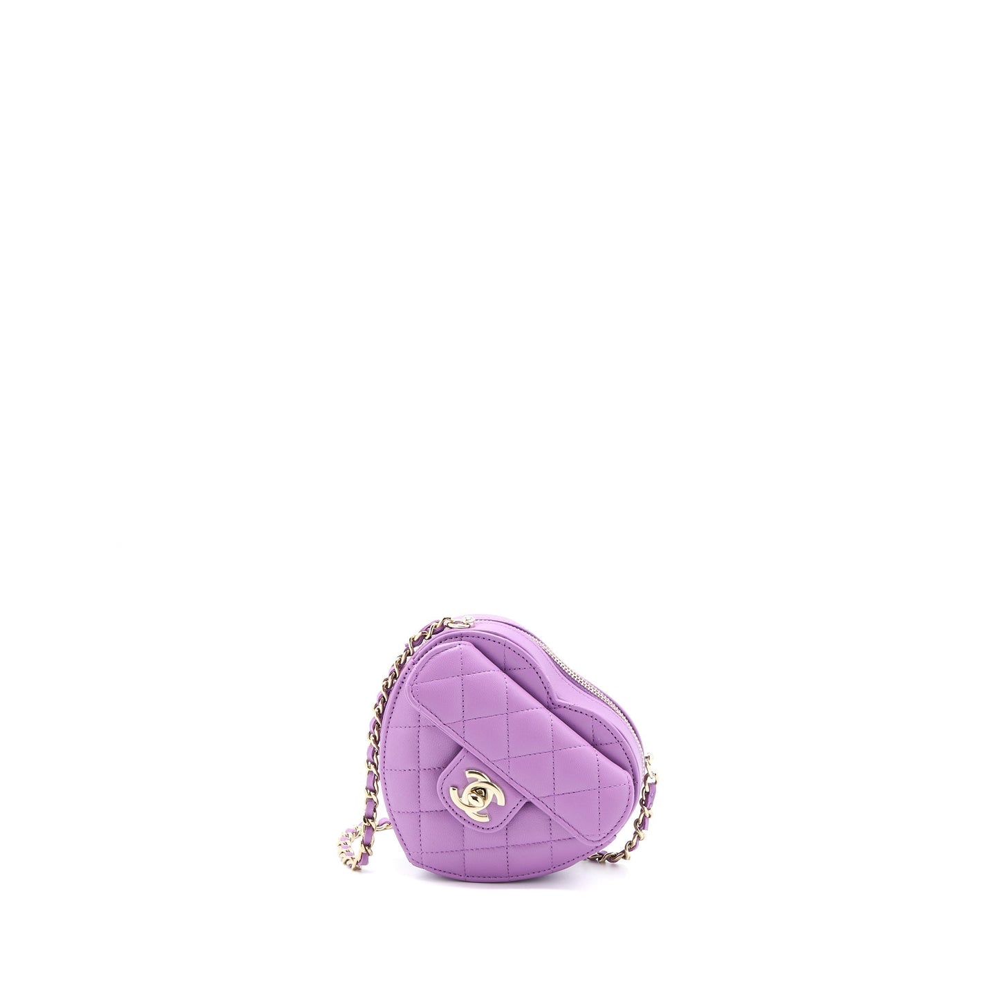Chanel Heart Lambskin Purple LGHW Small Handbag