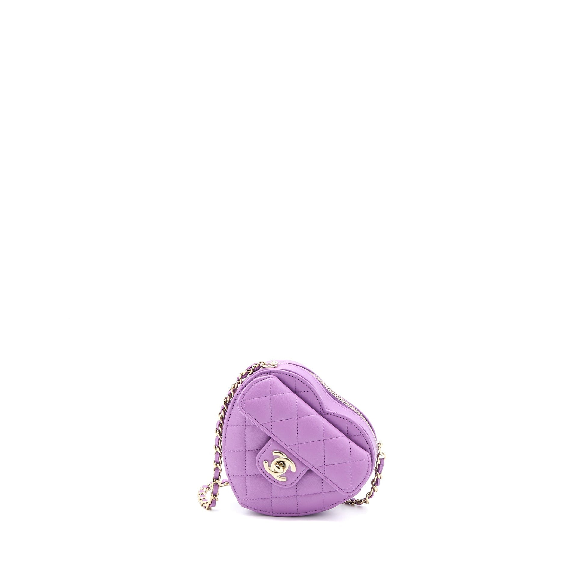 Chanel Heart Lambskin Purple LGHW Small Handbag