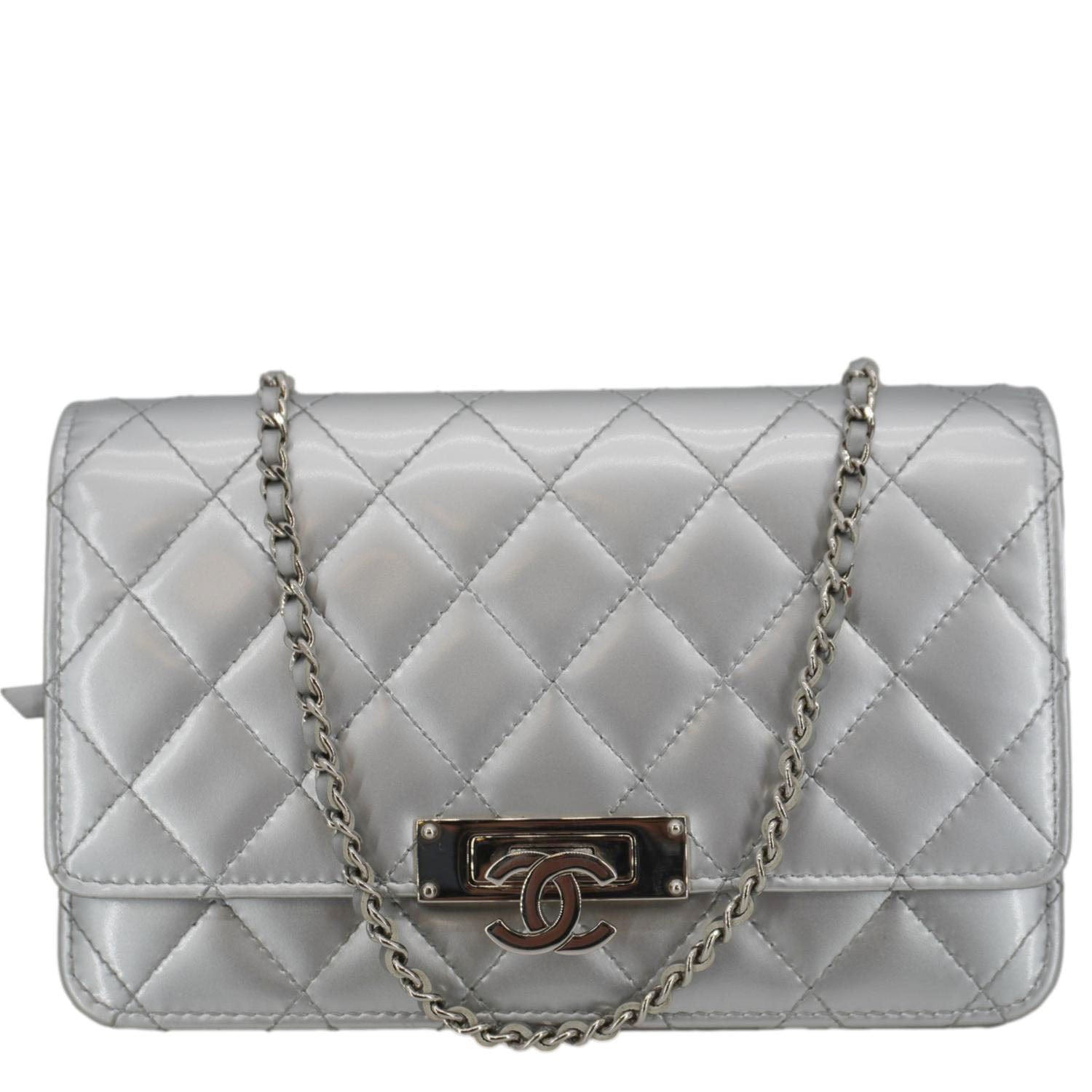 Chanel Golden Class Quilted Leather Wallet on Chain Bag Silver