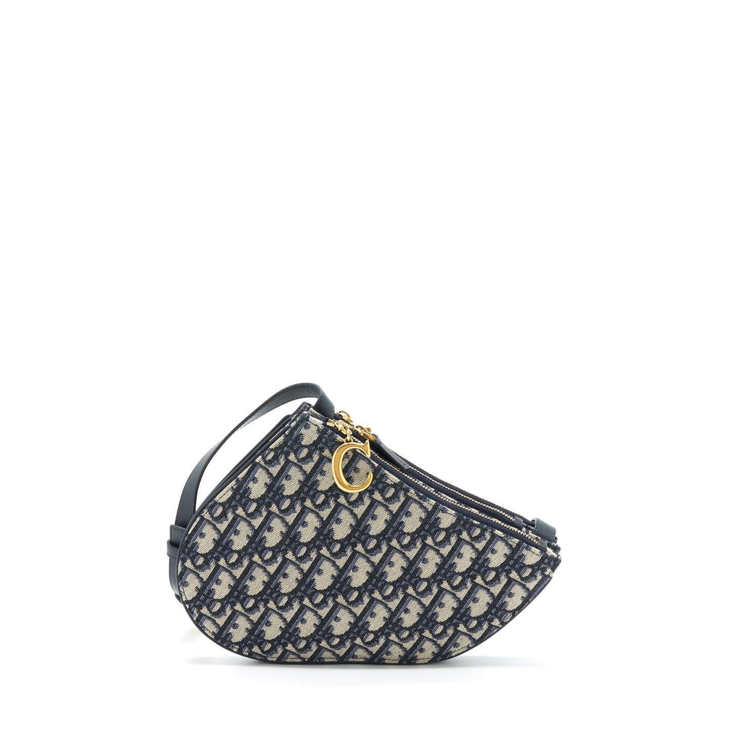 Dior Saddle Pouch Oblique Handbag Canvas Blue Travel Bag