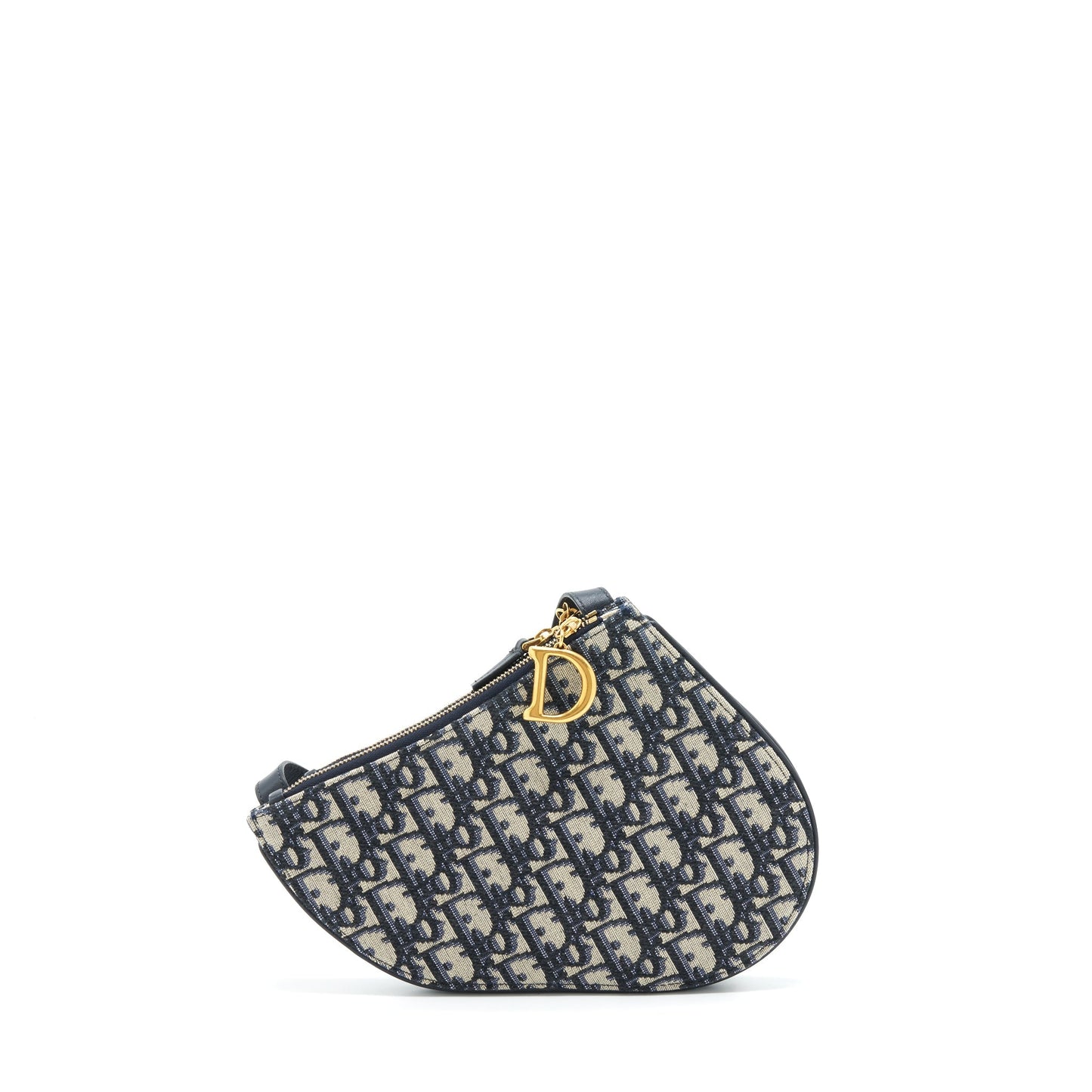 Dior Saddle Pouch Oblique Handbag Canvas Blue Travel Bag