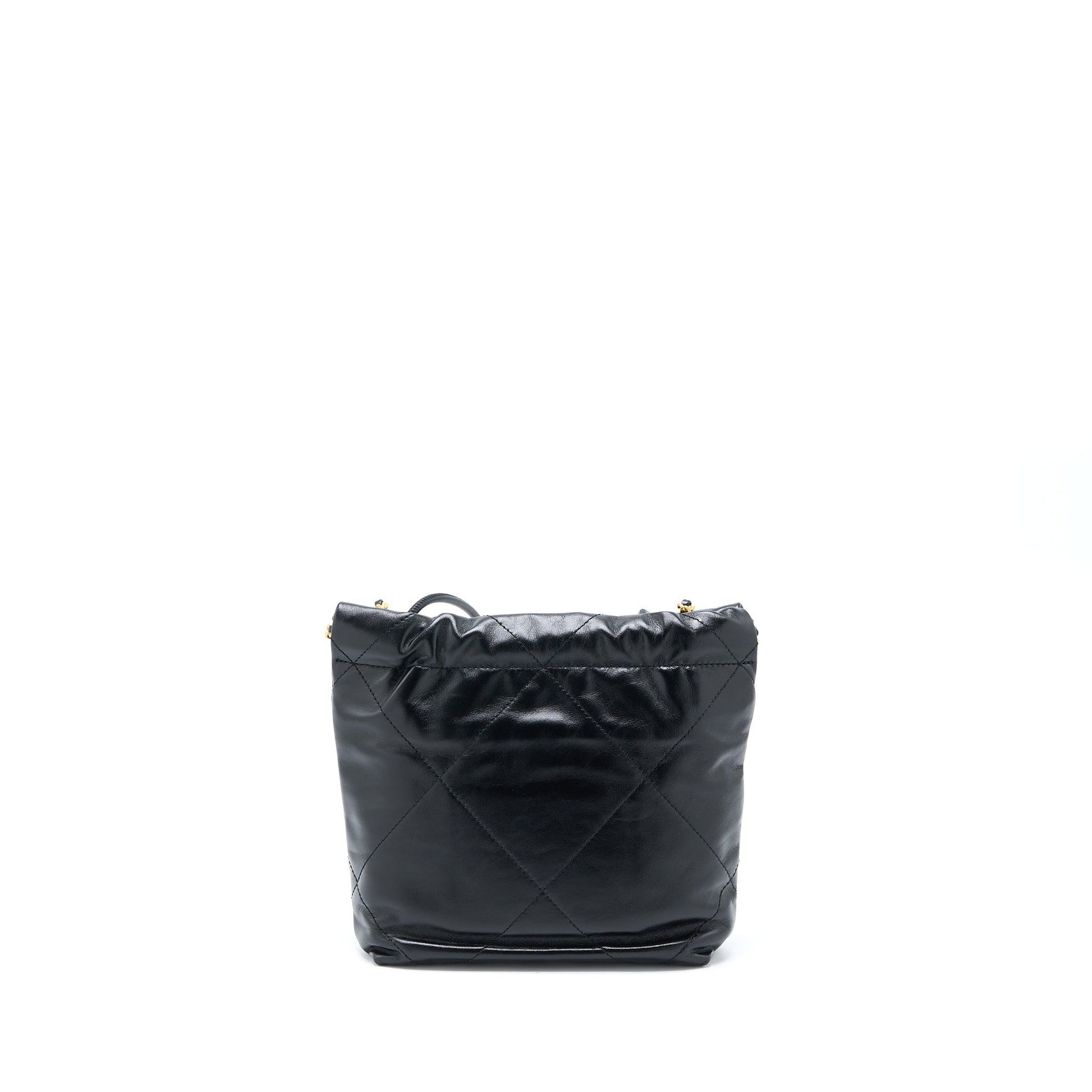 Chanel 22 Shiny Calfskin Brushed GHW Microchip Black Mini Bag