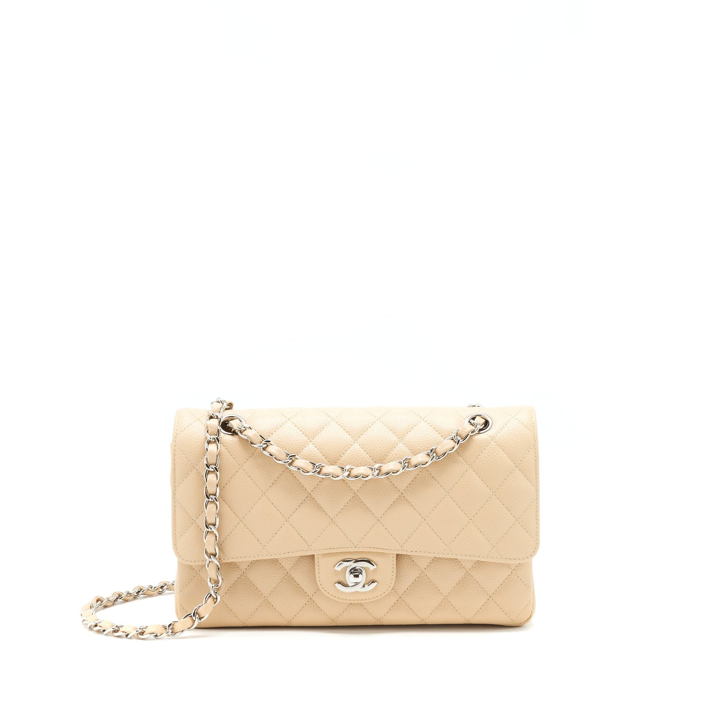 Chanel Classic Double Flap Caviar SHW Beige Shoulder Bag