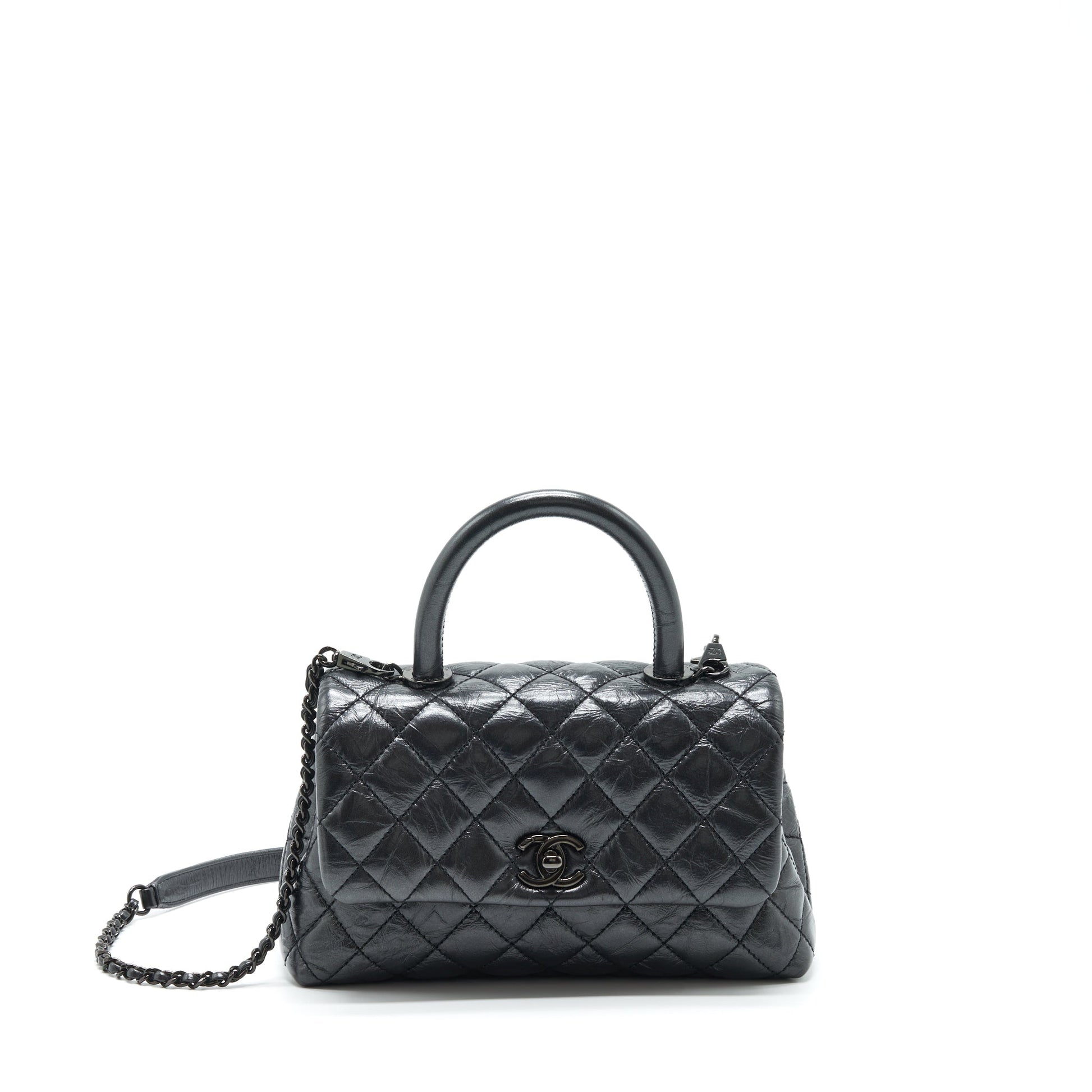 Chanel Coco Handle Aged Calfskin So Hardware Black Small Handbag