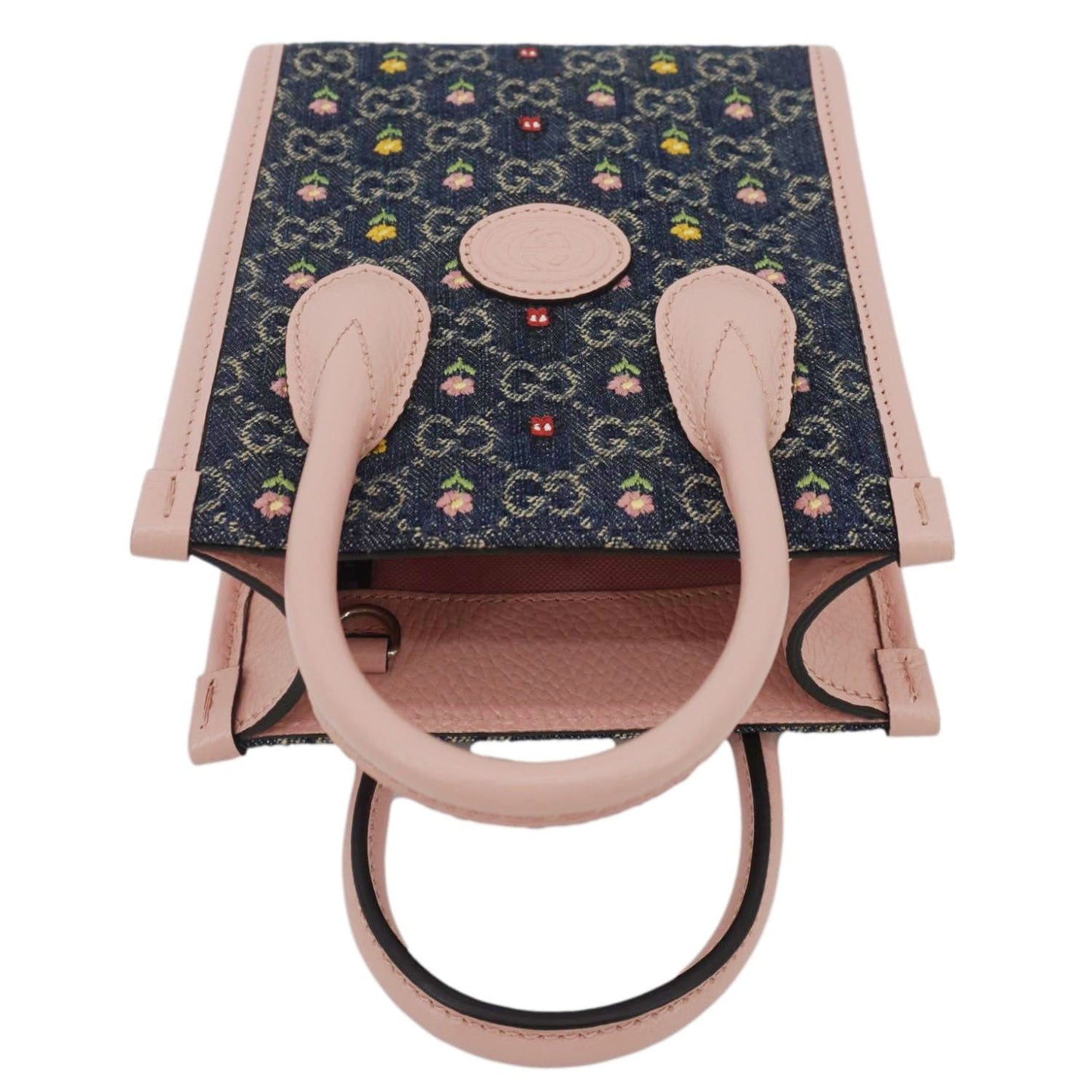 GUCCI Interlocking G Mini Denim Tote Shoulder Bag Pink 671623