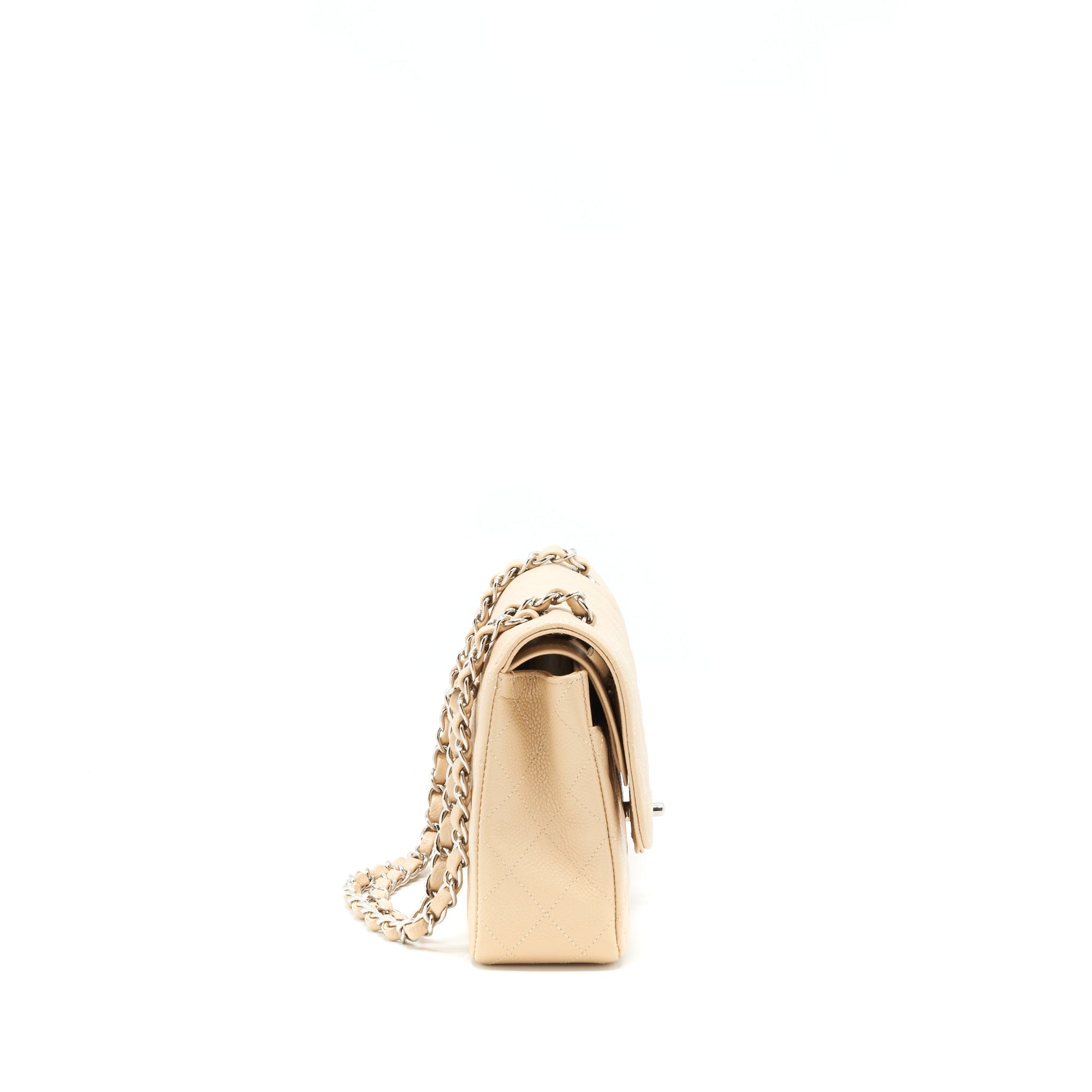 Chanel Classic Double Flap Caviar SHW Beige Shoulder Bag