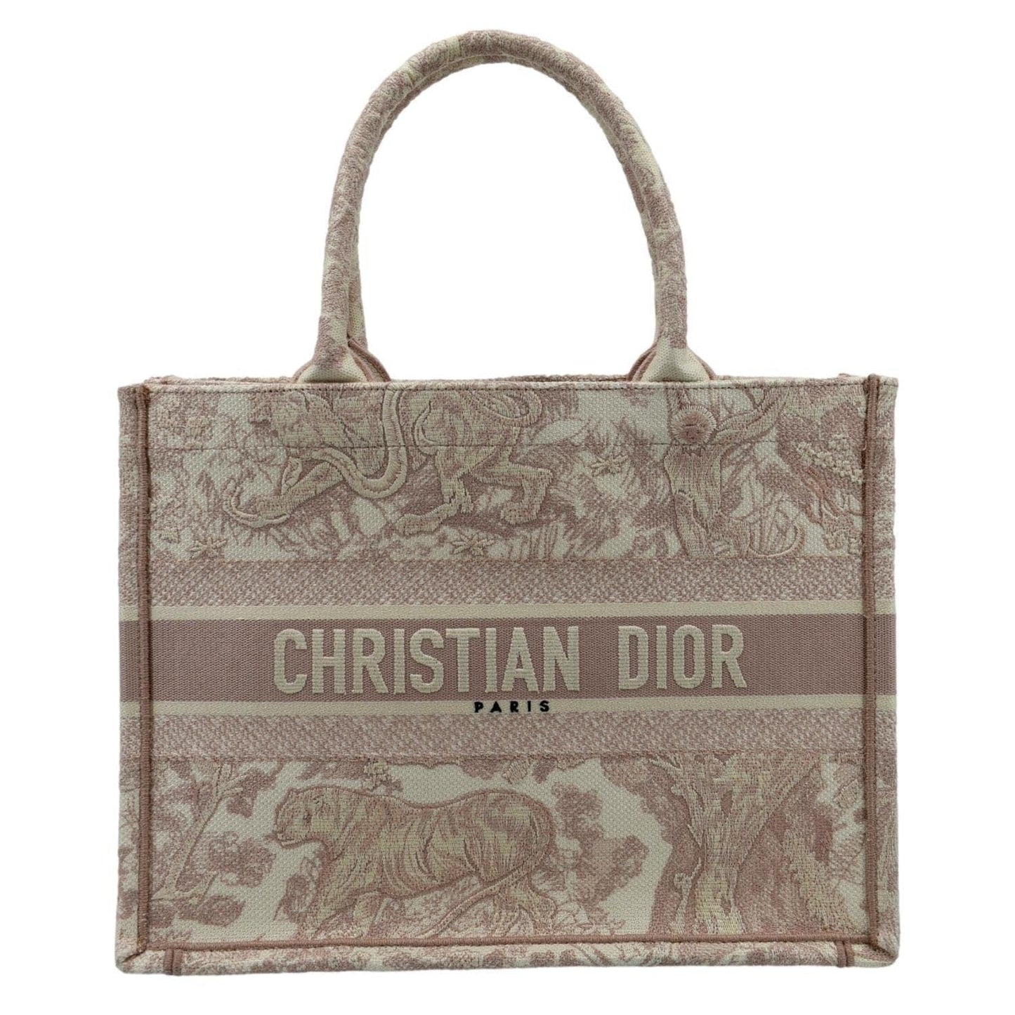 Dior Book Toile De Jouy Motif Embroidery Tote Canvas Pink Tote Bag